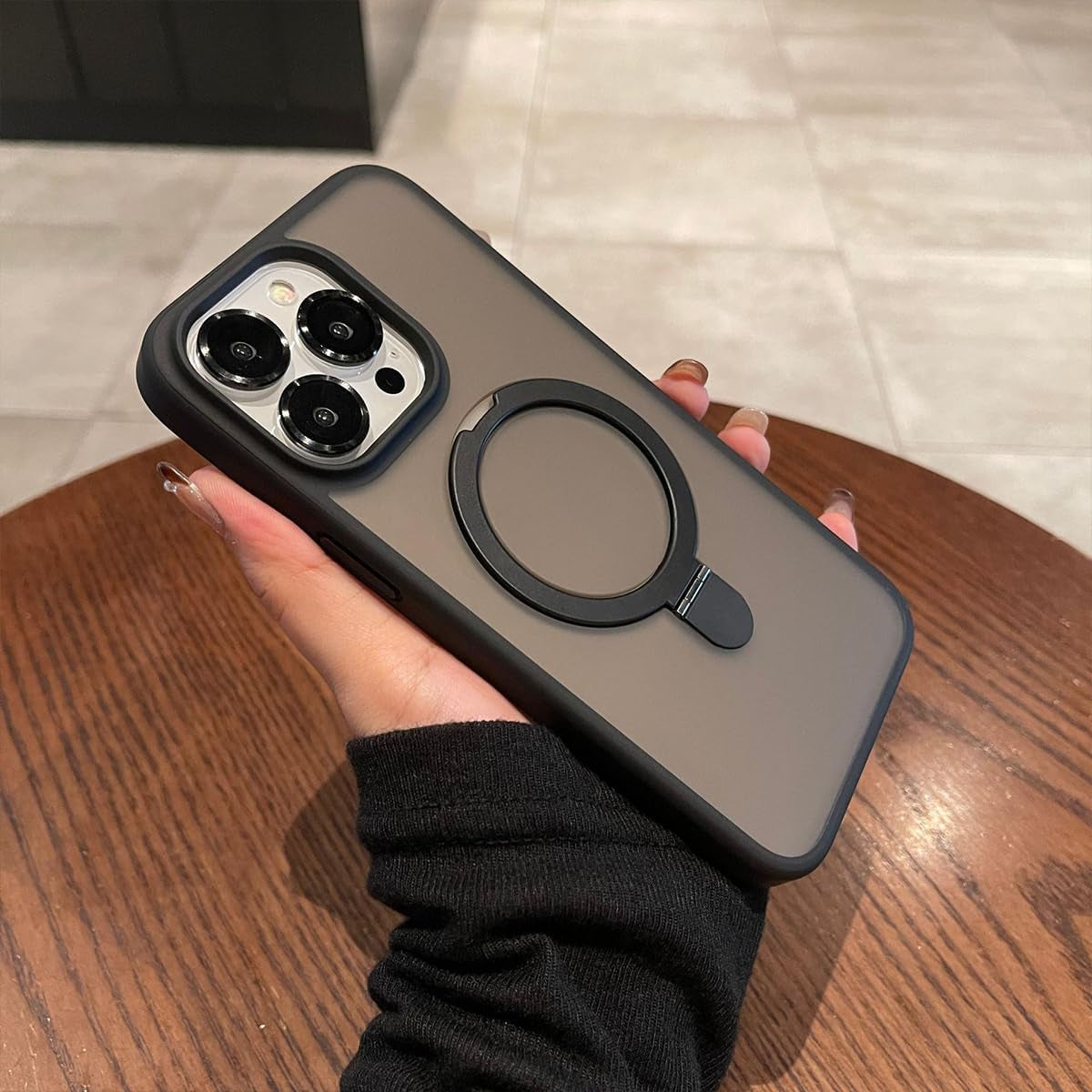 Faneiy Magnetic Ring Case for Iphone 13/14 Case Compatible with Magsafe Kickstand Invisible Bracket Matte Frosted Shockproof Cute Cellphone Cover for Iphone 13/14-6.1'' Black  Faneiy   