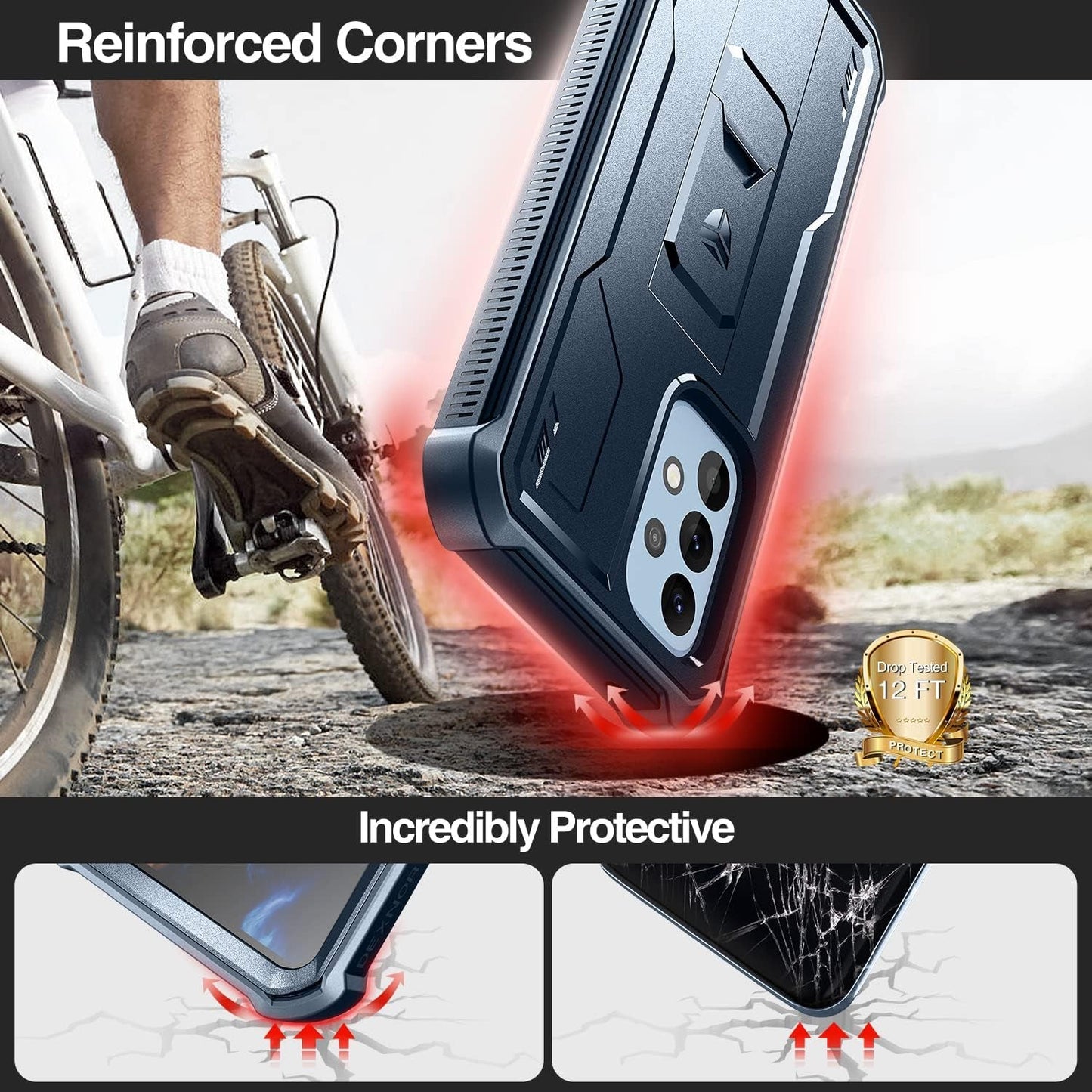 Dexnor for Samsung Galaxy A53 5G Case, [Built in Screen Protector and Kickstand] Heavy Military Grade Protection Shockproof Protective Cover for Samsung Galaxy A53 5G (Navy Blue)