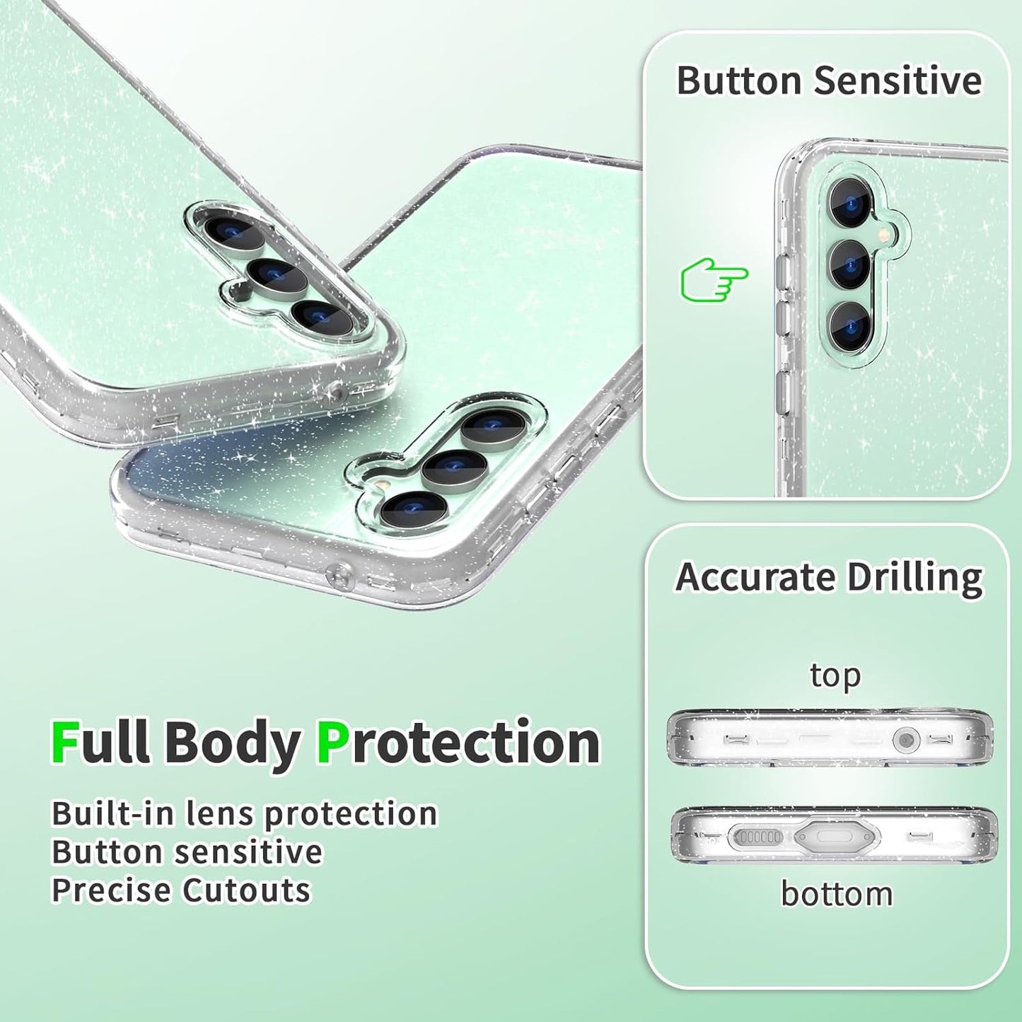 ACKETBOX for Samsung Galaxy S23 FE Case,Glitter Clear Case S23 Fe,Shockproof Bumper Protective Phone Cover,Designed for Samsung S23 FE 5G 6.4"(Clear Bling)