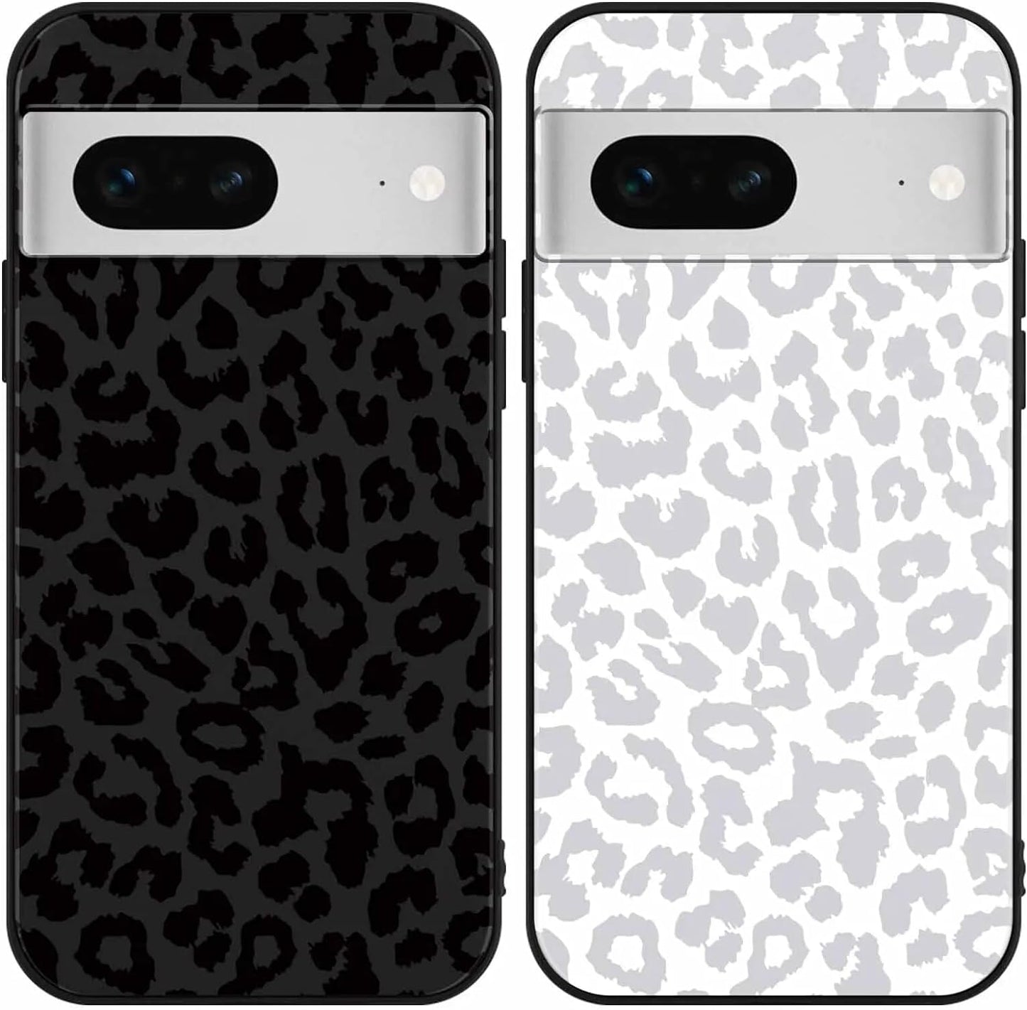 2 Pack Cute Cheetah Print for Google Pixel 6A(5G) 6.3" Phone Case,Luxury Leopard Pattern Design Cases Soft Silicone TPU Shockproof Protective Cover for Women Girls-Black & White  RUMDEY Leopard Google Pixel 7(5G) 