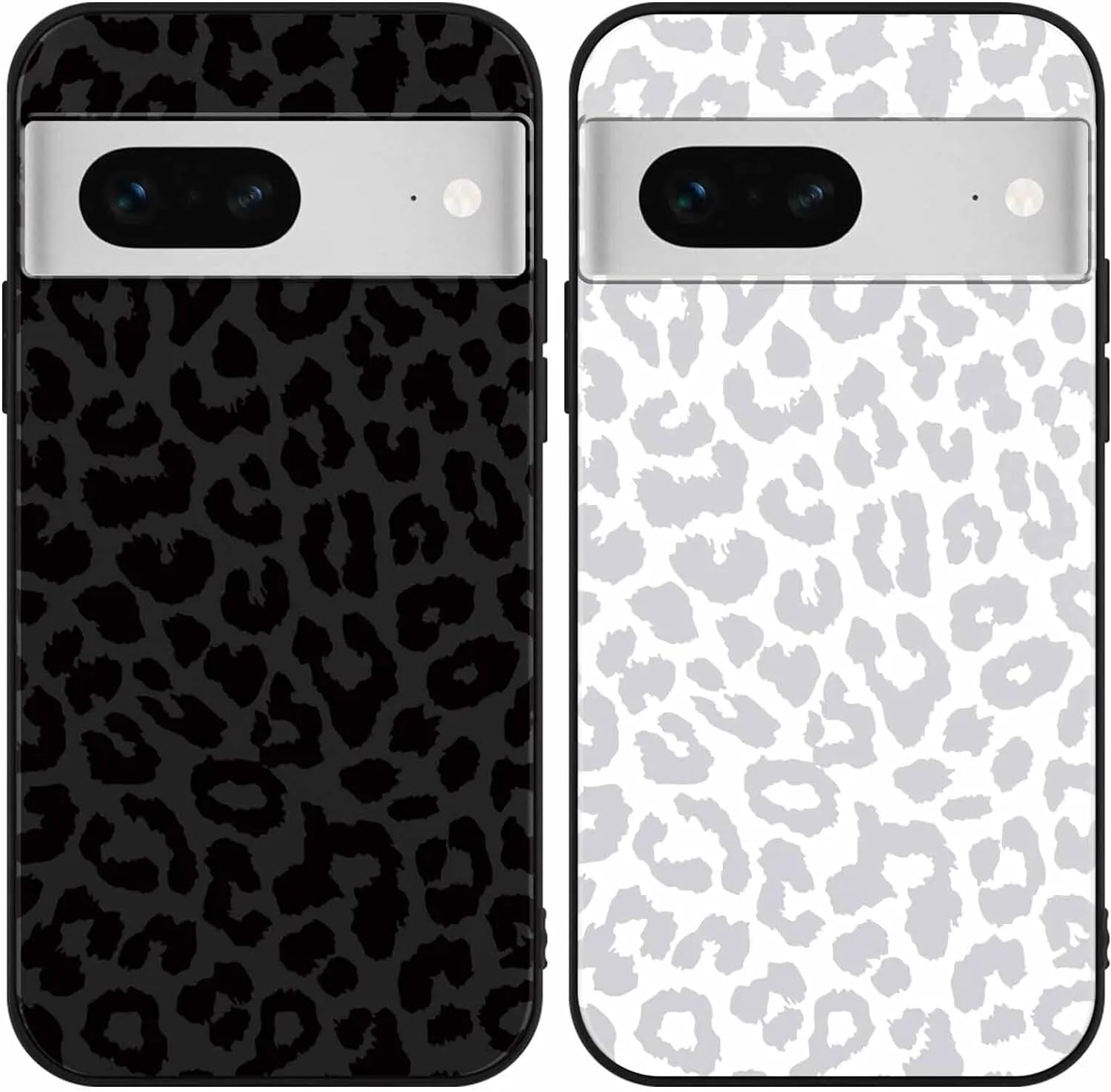 2 Pack Cute Cheetah Print for Google Pixel 6A(5G) 6.3" Phone Case,Luxury Leopard Pattern Design Cases Soft Silicone TPU Shockproof Protective Cover for Women Girls-Black & White  RUMDEY Leopard Google Pixel 7(5G) 