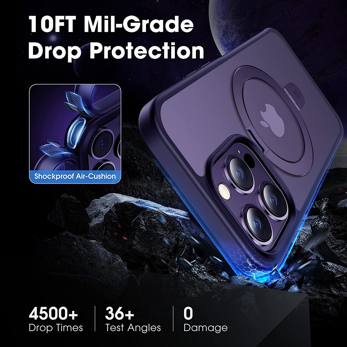 CASEKOO for Iphone 14 Pro Case with Magnetic Ring Stand [Military Drop Protection] [Compatible with Magsafe] Shockproof Slim Translucent Matte Phone Cases 6.1 Inch 2022, Purple  CASEKOO   