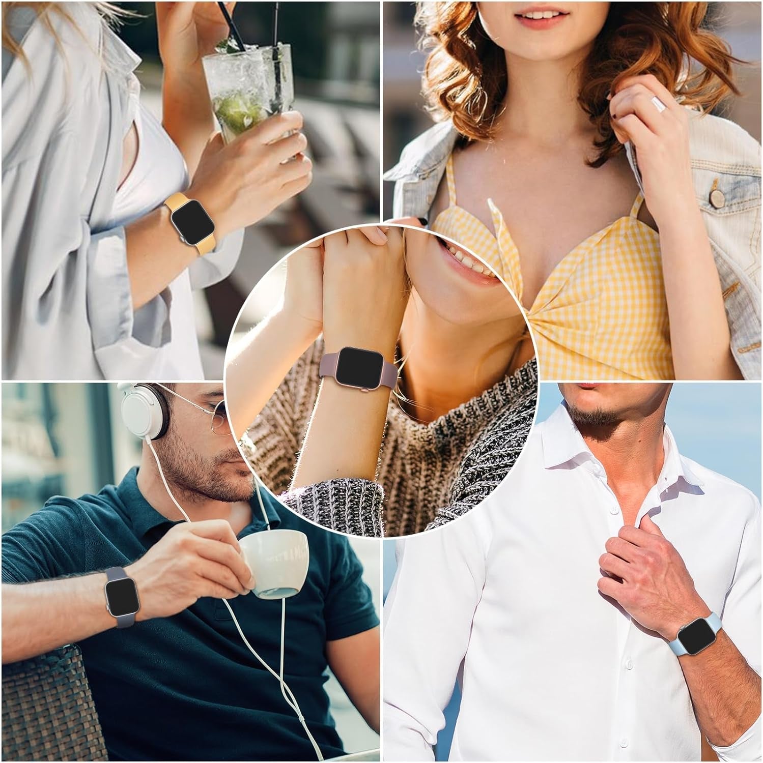 5 Pack Sport Silicone Bands Compatible with Apple Watch Band 38Mm 40Mm 41Mm 42Mm 44Mm 45Mm 49Mm, Soft Waterproof Strap Wristbands for Iwatch Ultra/2 Series 9/8/SE/7/6/5/4/3/2/1 Women Men