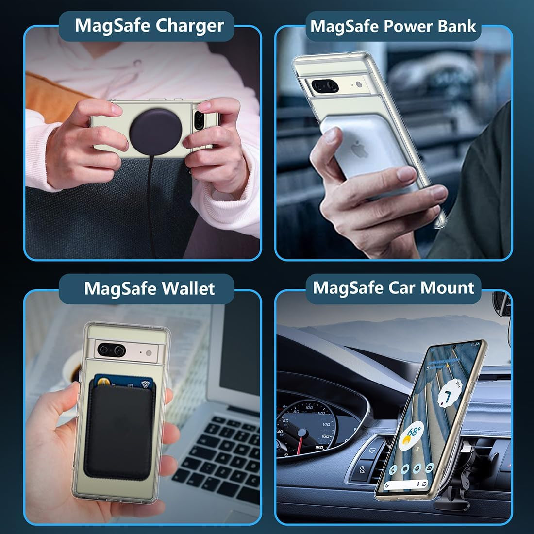 Magnetic Case for Google Pixel 7, Transparent and Yellow Resistant,Compatible with Magsafe,Slim Fit Shockproof Protective Phone Case for Pixel 7 Case (2022) (Clear)  TIANNIUKE   