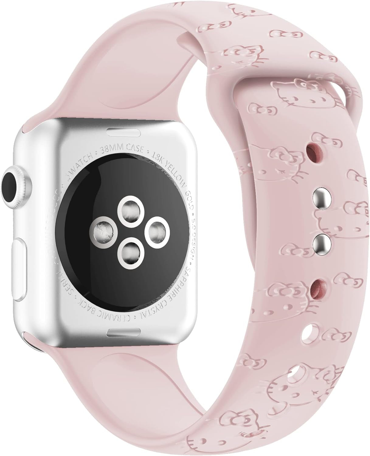 2 Packs Cartoon Kitty Engraved Bands Compatible with Apple Watch Bands 38Mm 40Mm 41Mm 44Mm 45Mm 42Mm 49Mm Women, Cute Cat Design Soft Silicone Sport Girls Strap for Iwatch Series 9/8/7/6/5/4/3/2/1/Se/Ultra/Ultra2