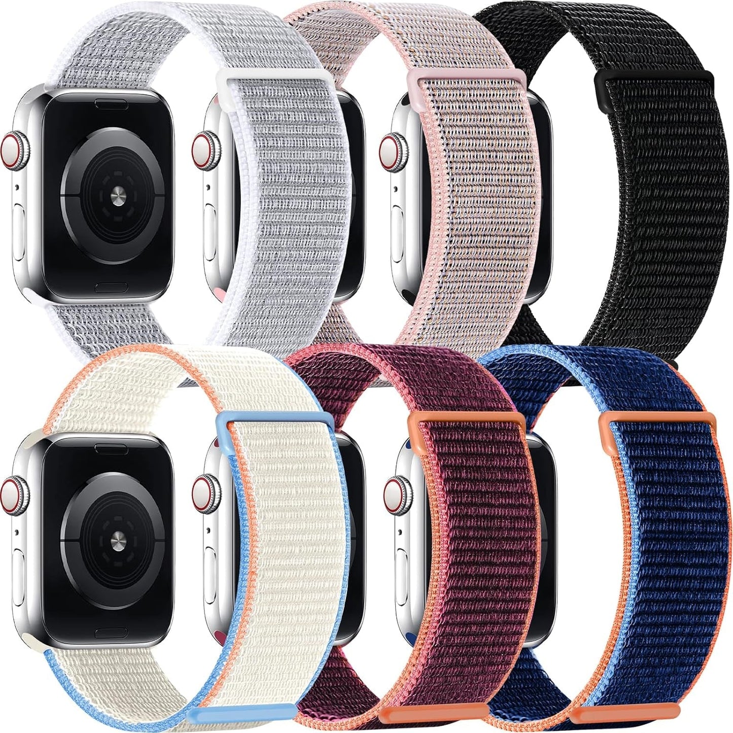 6 Packs Nylon Band Compatible with Apple Watch Band 38Mm 40Mm 41Mm for Women Men, Adjustable Sport Stretchy Braided Solo Loop Strap for Iwatch Series Ultra/Se/9/8/7/6/5/4/3/2/1