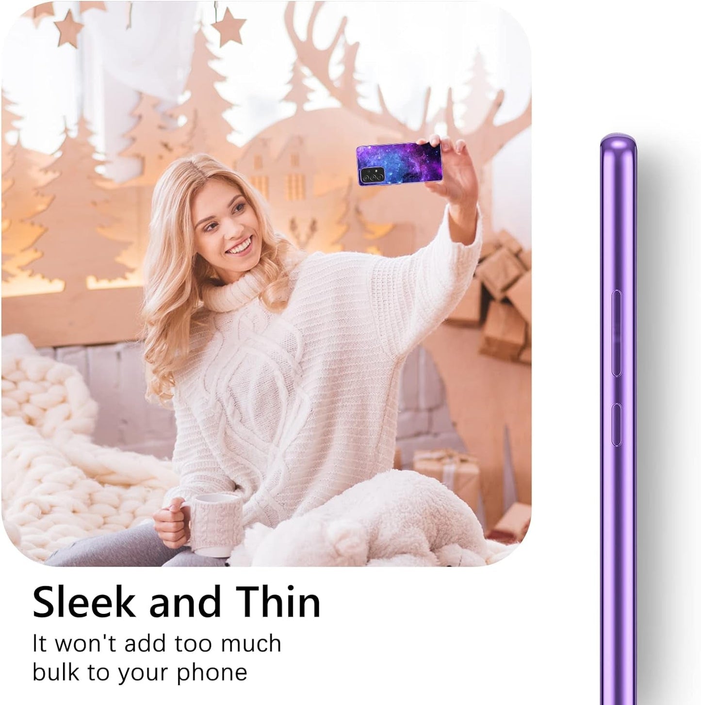 GUAGUA Compatible with Samsung Galaxy A53 5G Case 6.5 Inch Glow in the Dark Noctilucent Luminous Space Nebula Slim Fit Cover Protective anti Scratch Cases for Galaxy A53, Blue Nebula