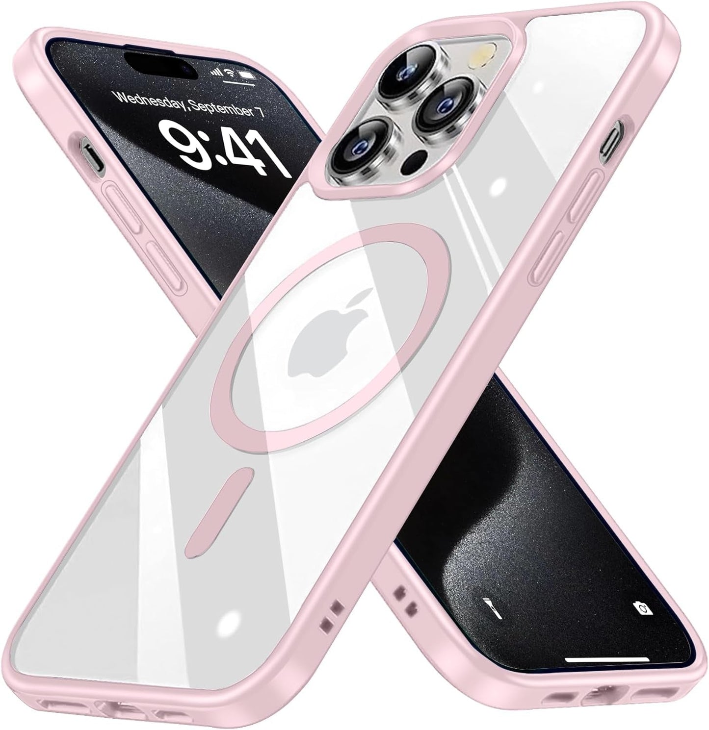 BAICHUANG Clear Magnetic for Iphone 15 Pro Case, Compatible with Magsafe, [Not Yellowing] [Military Grade Protection] Slim Transparent Silicone Anti-Scratch Shockproof Phone Case, Black  BAICHUANG   