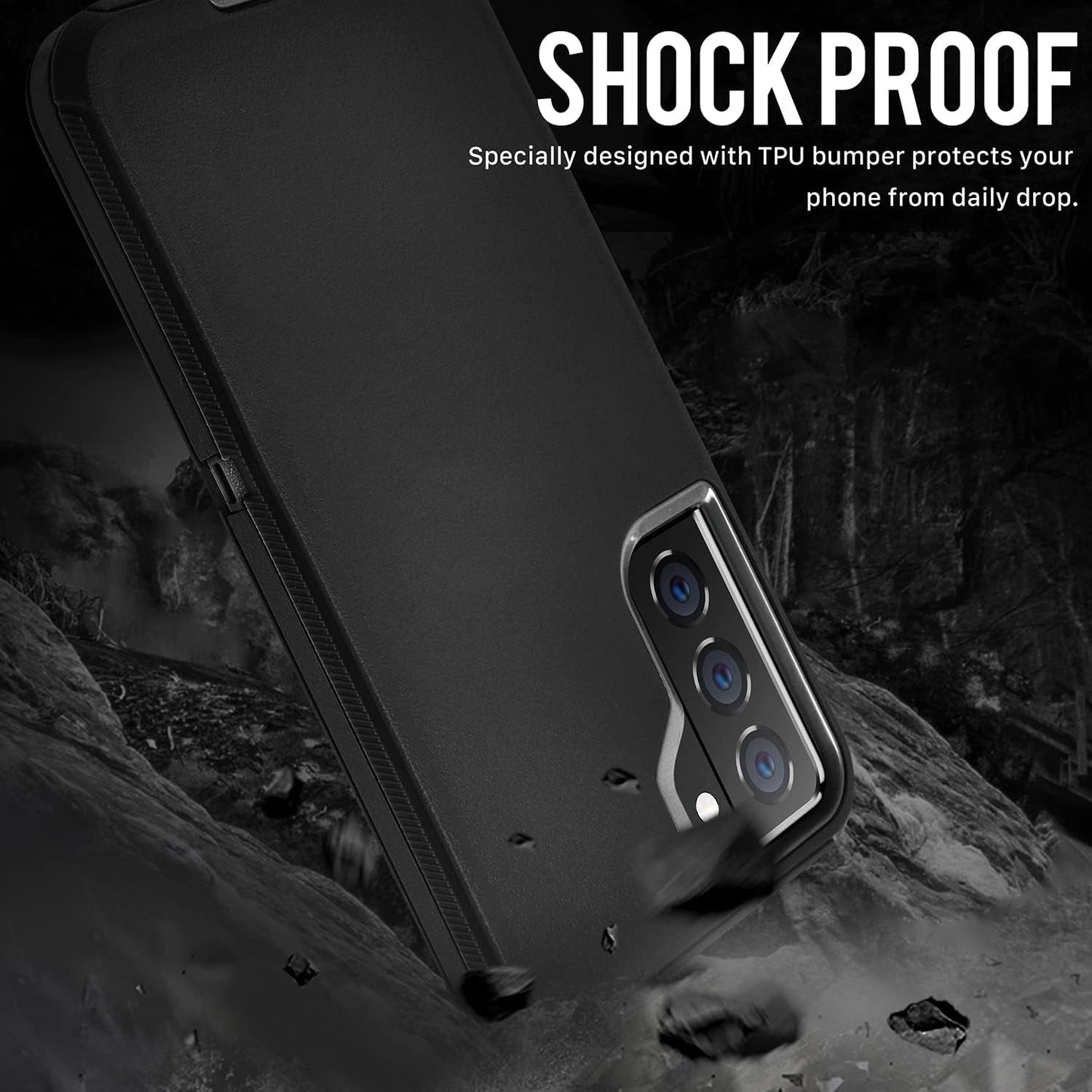 Galaxy S22 Case, Drop Protection Rugged Heavy Duty Case, Water-Resistance Shockproof Dustproof Military Grade Tough Durable Protective Cover for Samsung Black