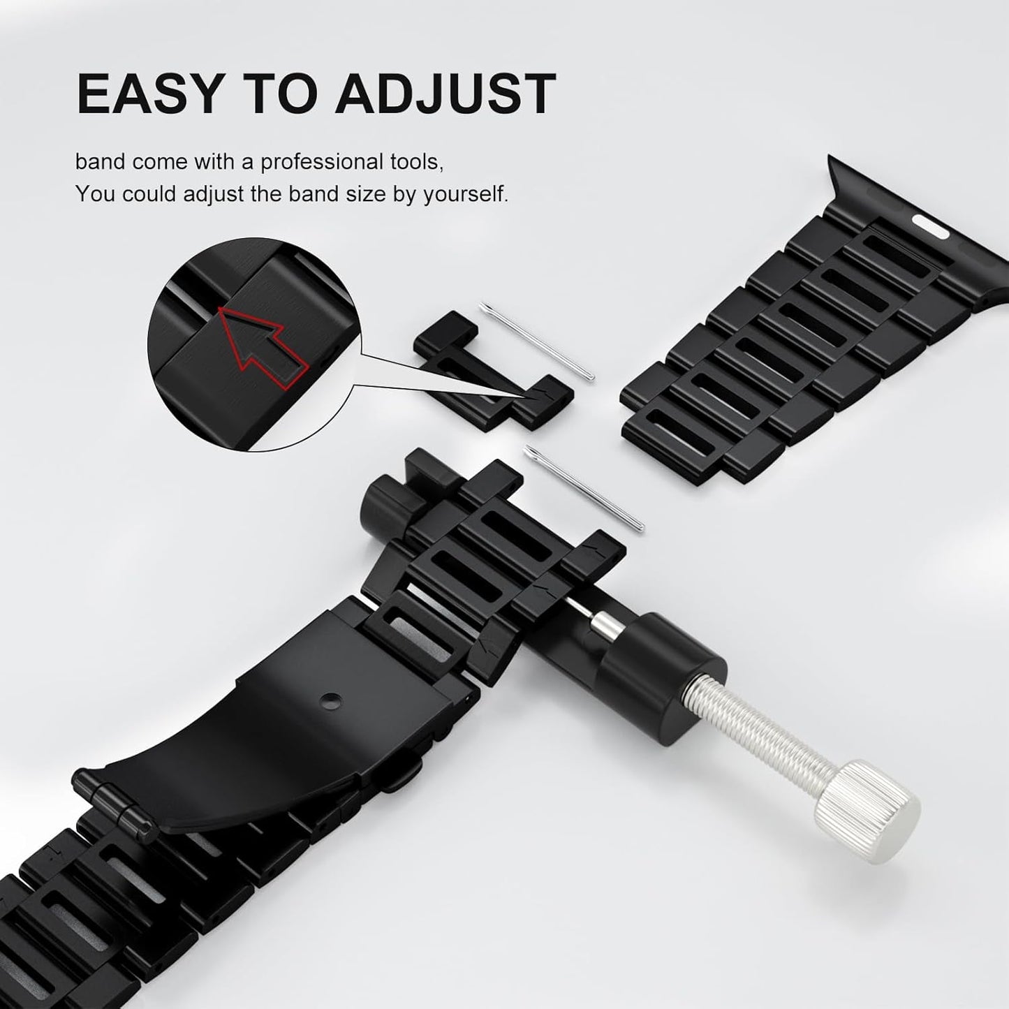 Finestone Metal Band for Apple Watch - Stainless Steel Apple Watch Band Compatible with Apple Watch 41Mm 40Mm 38Mm - Slim Hollow-Out Design Strap for Iwatch Series 9/8/7/6/5/4/3/2/1 SE Women Men Black