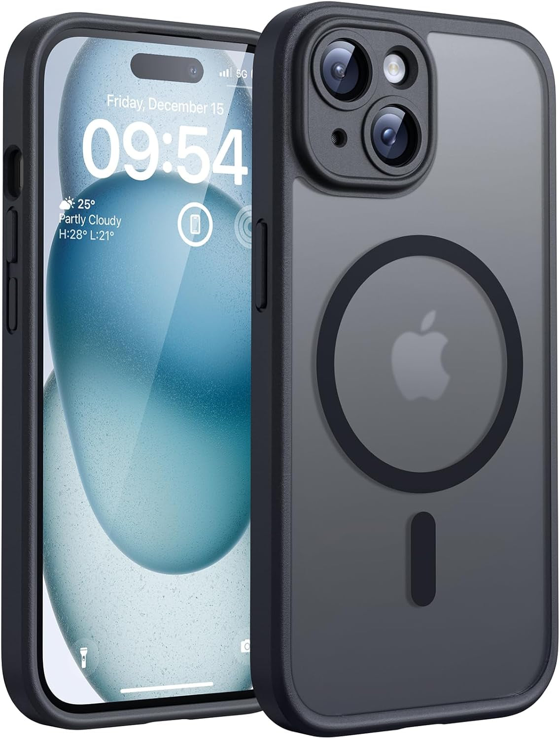 TOCOL for Iphone 17 Pro Case, Compatible with Magsafe, Full Camera Protection, Built-In Magnetic Ring, Drop Protection, Translucent Matte Phone Case for Iphone 17 Pro 6.3 Inch (Black)