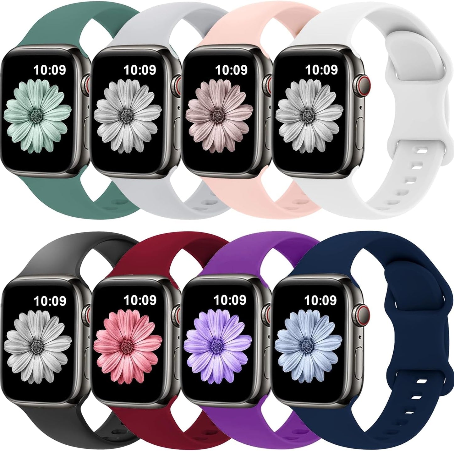 Bands Compatible with Apple Watch Band 38Mm 40Mm 41Mm 42Mm 44Mm 45Mm 49Mm for Women Men,Silicone Iwatch Bands Replacement Strap Wristbands for Iwatch Series 9 8 7 6 5 4 3 2 1 SE Ultra.