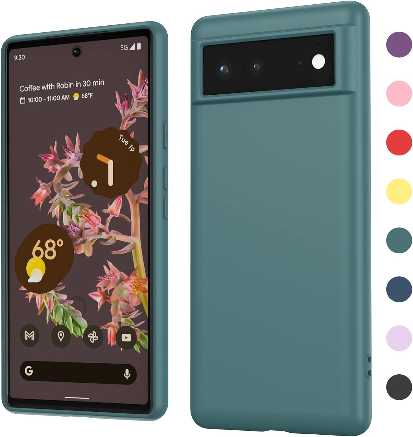 Leyi for Pixel 6A 5G Case: Google Pixel 6A Case with [2 Pack] Tempered Glass Screen Protector Liquid Silicone Soft Microfiber Liner Cover Case Pixel 6A, Red  LeYi Green Google Pixel 6 