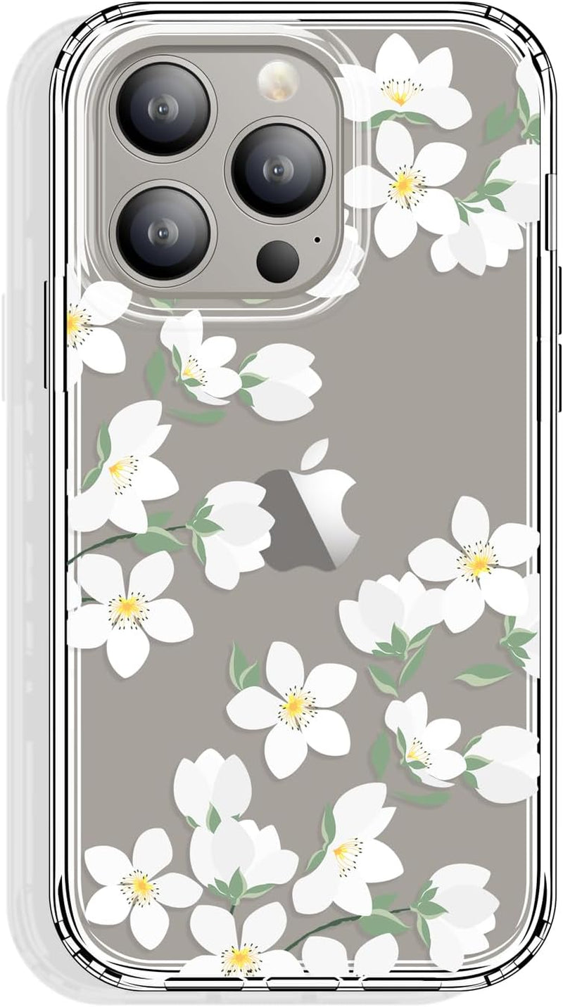 GYZYA for Iphone 15 Pro Case Clear 6.1 Inch with Pattern Design, Protective Slim TPU Cover + Shockproof Bumper for Women and Girls (Blooming Flowers)  GYZYA Flowers007  