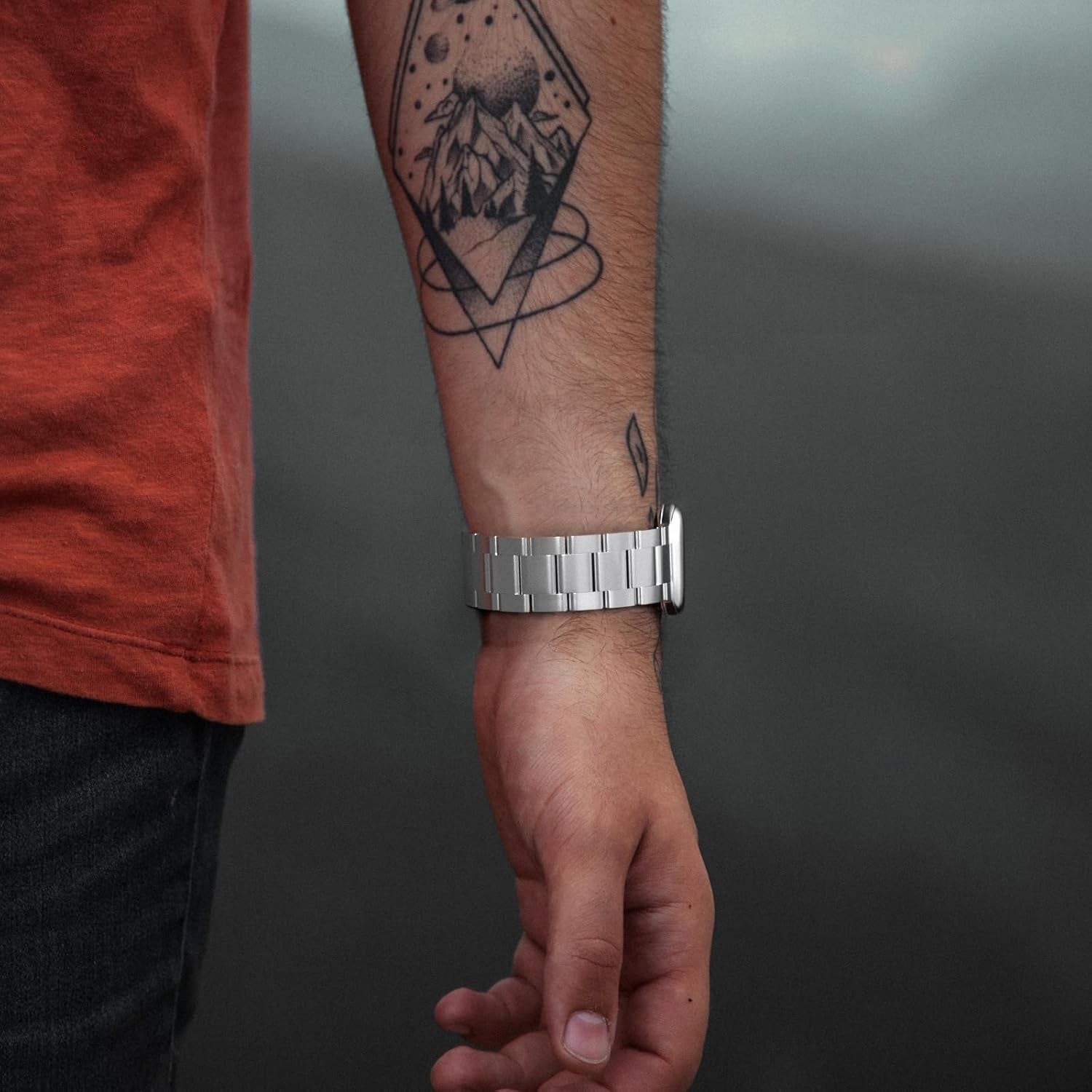 Finestone Metal Band for Apple Watch - No Tool Needed Apple Watch Stainless Steel Band Compatible with Apple Watch 41Mm 40Mm 38Mm - Magnetic Clasp Strap for Iwatch Series 9/8/7/6/5/4/3/2/1 SE Silver