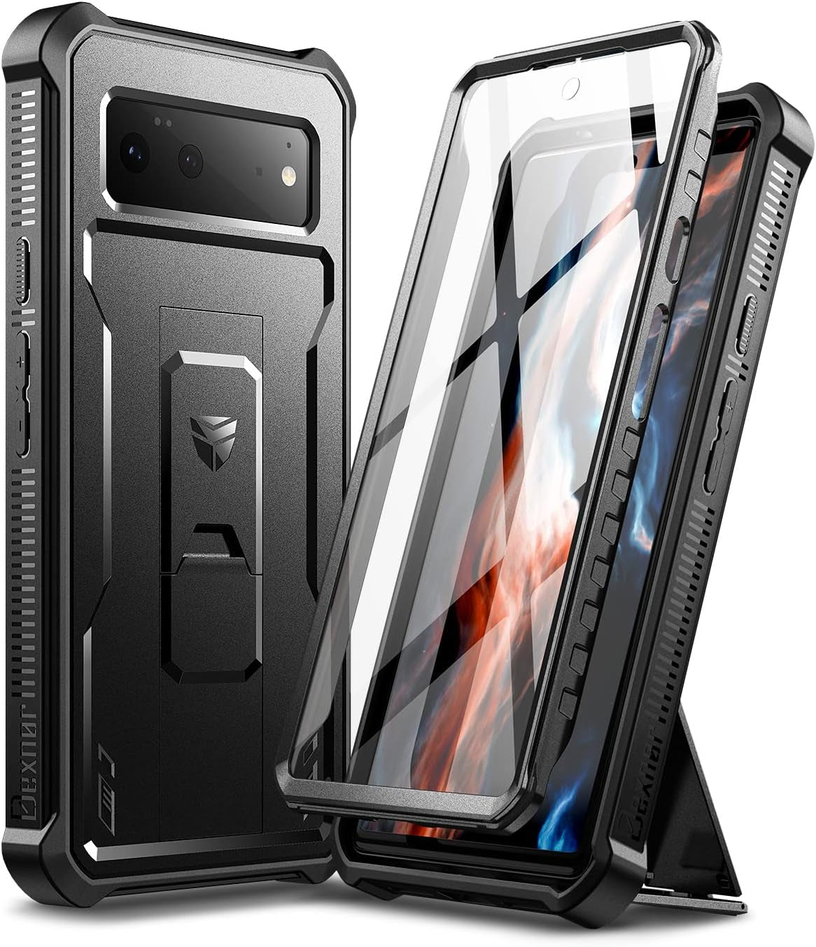 Dexnor for Google Pixel 6 Case, [Built in Screen Protector and Kickstand] Heavy Duty Military Grade Protection Shockproof Protective Cover for Google Pixel 6 5G (Navy Blue)  Dexnor Black  