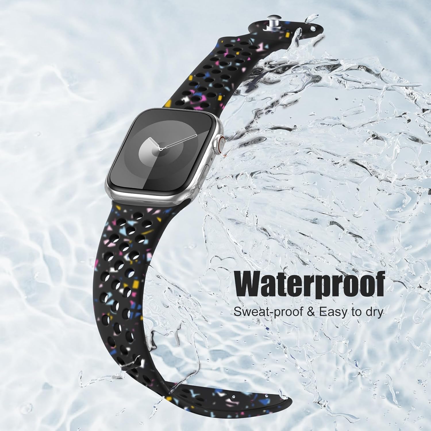 3 Pack Band Compatible with Apple Watch Bands 38Mm 40Mm 41Mm 42Mm 44Mm 45Mm 49Mm for Women Men, Soft Silicone Breathable Sport Strap for Iwatch Bands Series 9 8 7 6 5 4 3 2 1 SE Ultra 2 Ultra