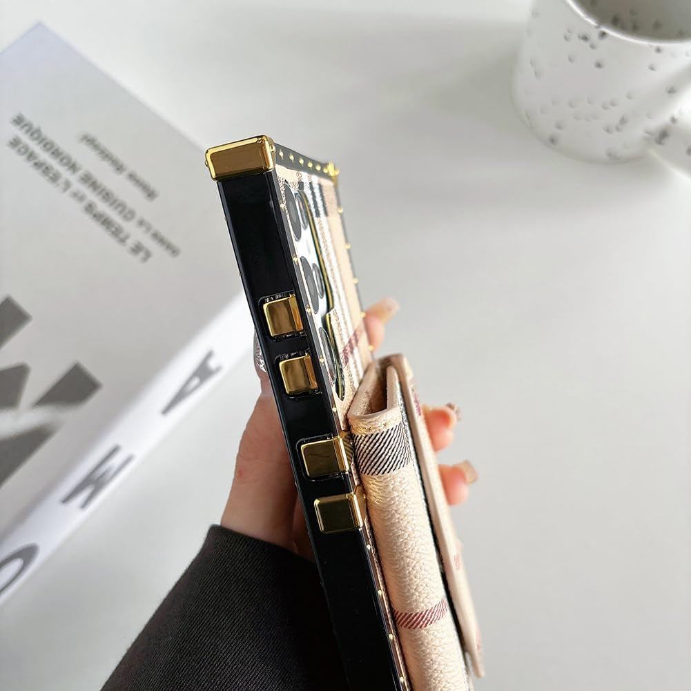 For Samsung Galaxy S22 Ultra Wallet Case with Card Holder,Pu Leather Kickstand Magnetic Clasp Fold Wallet Classical Shockproof Protective Cover Square Case Compatible with Galaxy S22 Ultra 6.8''