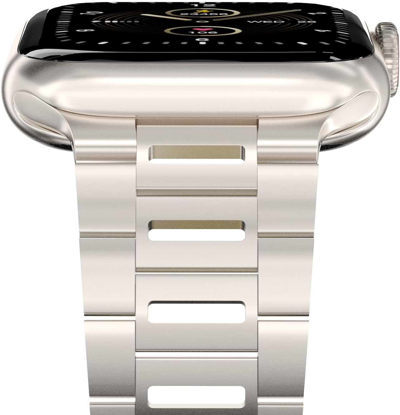 Finestone Metal Band for Apple Watch - Stainless Steel Apple Watch Band Compatible with Apple Watch 41Mm 40Mm 38Mm - Slim Hollow-Out Design Strap for Iwatch Series 9/8/7/6/5/4/3/2/1 SE Women Men Starlight