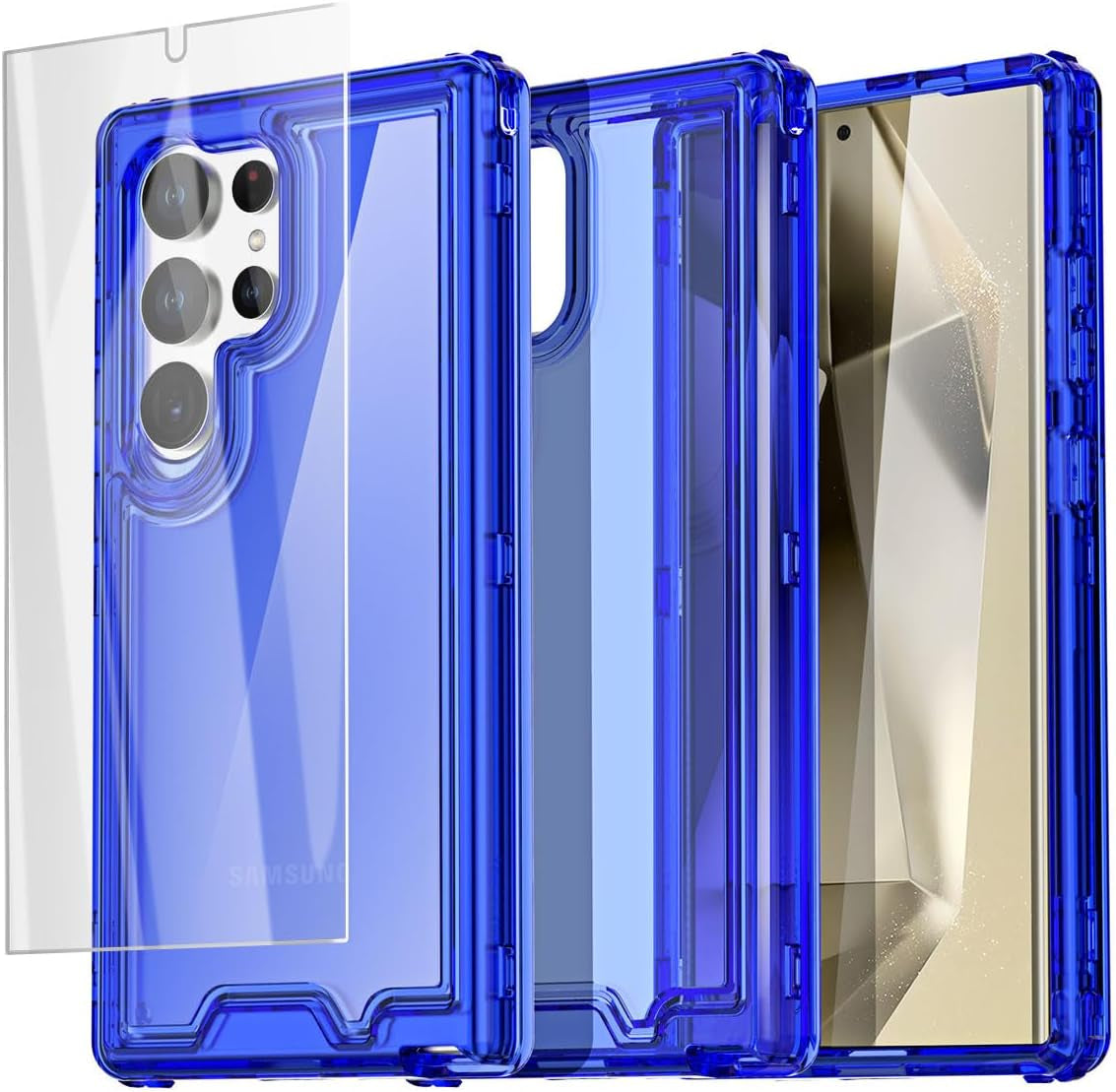 Aicase for Samsung Galaxy S24 Ultra Case with Glass Screen Protector,Heavy Duty Drop Protection Full Body Rugged Shockproof Military Protective Tough Durable Cover for Galaxy S24 Ultra 6.8" 5G 2024_1