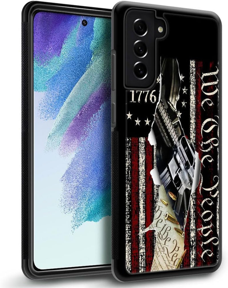 DJSOK Case Compatible with Samsung Galaxy S22 plus Case, Classic Independent American Flag 1776 We the People Pattern Design Pattern Back+Soft Silicone Protective Case