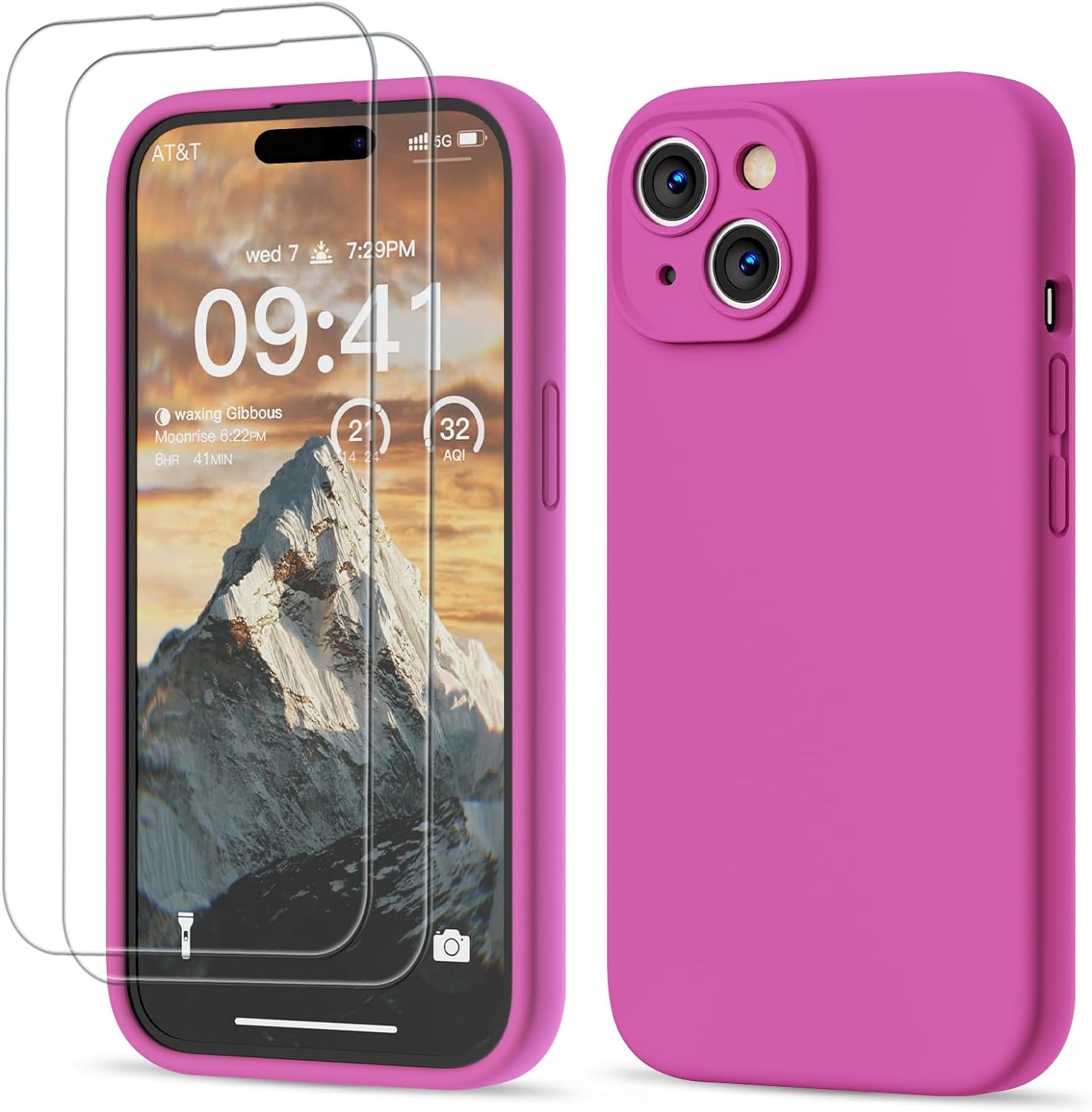 GOODVISH Compatible with Iphone 15 Pro Case, Silicone Upgraded [Enhanced Camera Protection] Phone Case with [2 Screen Protectors], Soft Anti-Scratch Microfiber Lining Inside, 6.1 Inch, Brown  GOODVISH Pitaya Pink Iphone 15, 6.1" 