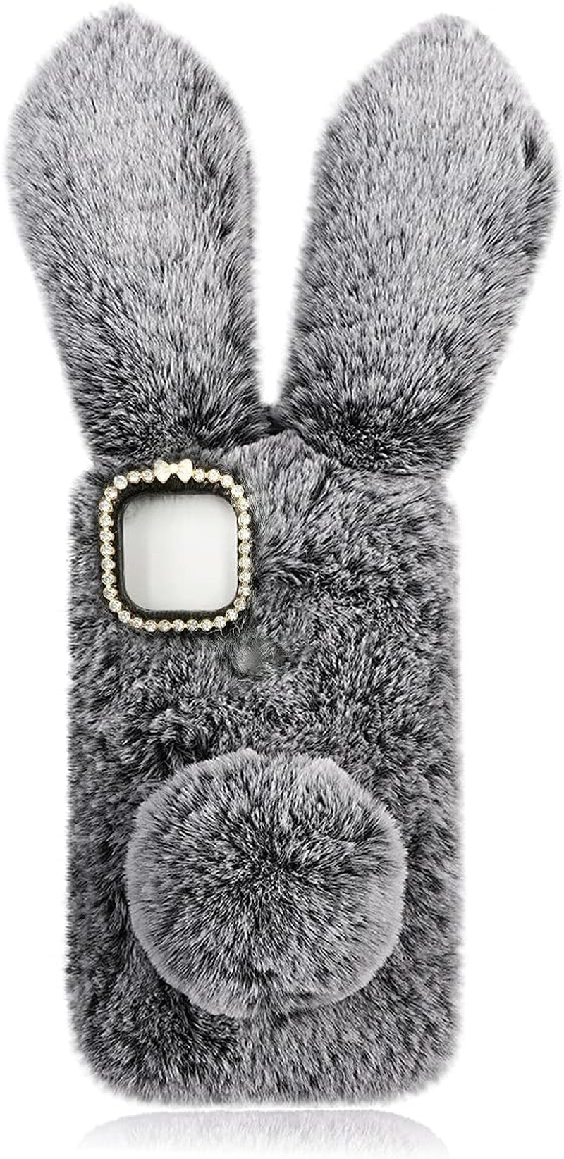 Fluffy Fur Plush Case for Pixel 5 Cute Bunny Furry Girly Cover 3D Animal Fuzzy Protective Case Faux Rabbit Cony Hair Kawaii Toy Fun Women Phone Shell for Pixel 5 Light Grey  Mikikit Dark Grey Google Pixel 5 
