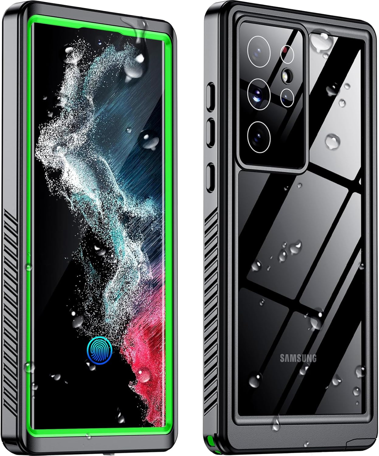 Designed for Galaxy S22 Ultra Case Waterproof, Built-In Screen Protector Full Protection Heavy Duty Shockproof Anti-Scratched Rugged Case for Samsung Galaxy S22 Ultra 6.8'' (Black/Clear)