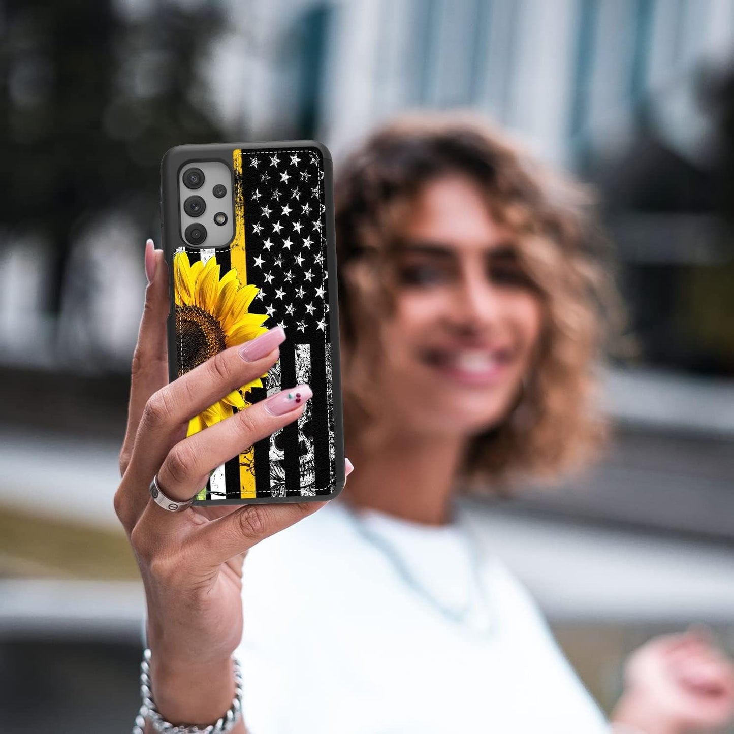 For Samsung Galaxy A53 5G Wallet Case with Card Holder,Flip Fold PU Leather Kickstand Card Slots Cover with Magnetic Clasp for Women Men Girls,Flag Sunflower