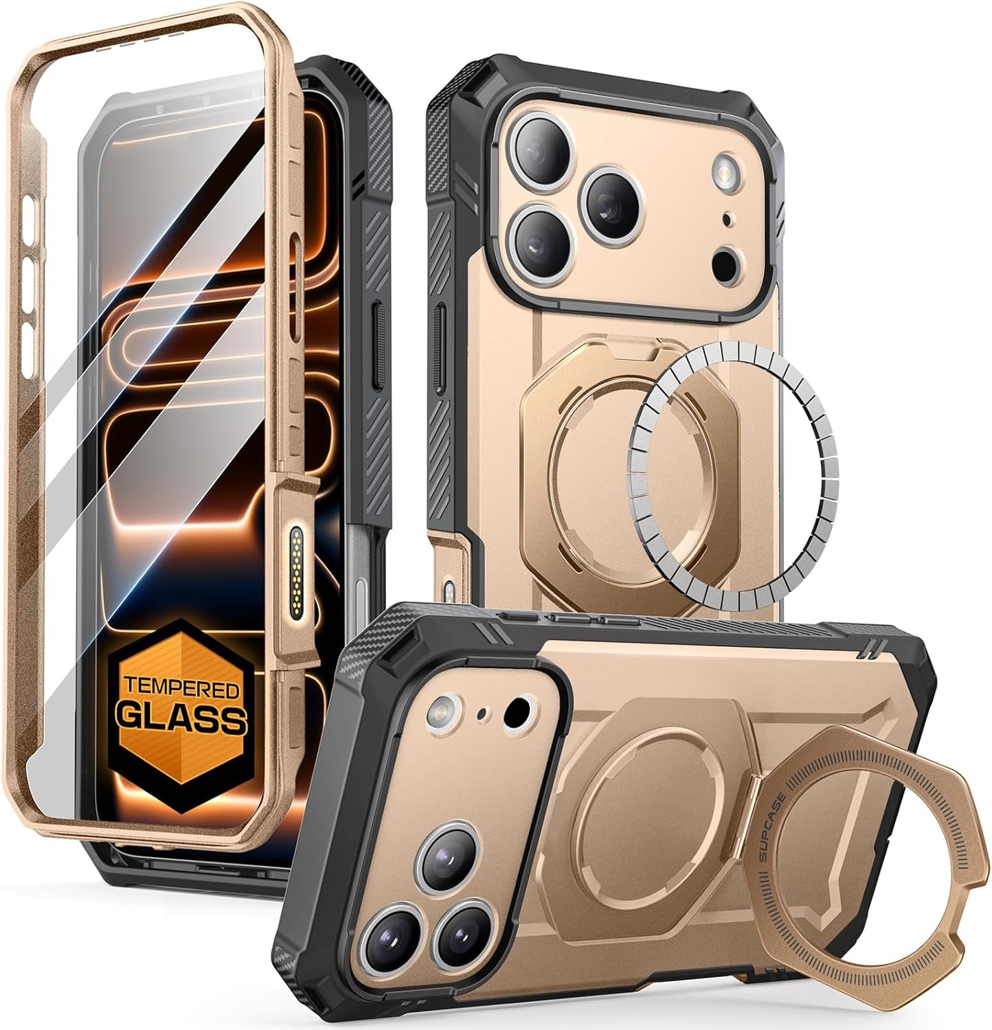 SUPCASE for Iphone 17 Pro Max Case (Ubgrip Pro), [Built-In Tempered Glass Screen Protector & Stand] [Camera Control Cover] [Compatible with Magsafe] Full Body Heavy Duty Magnetic Phone Case, Coral