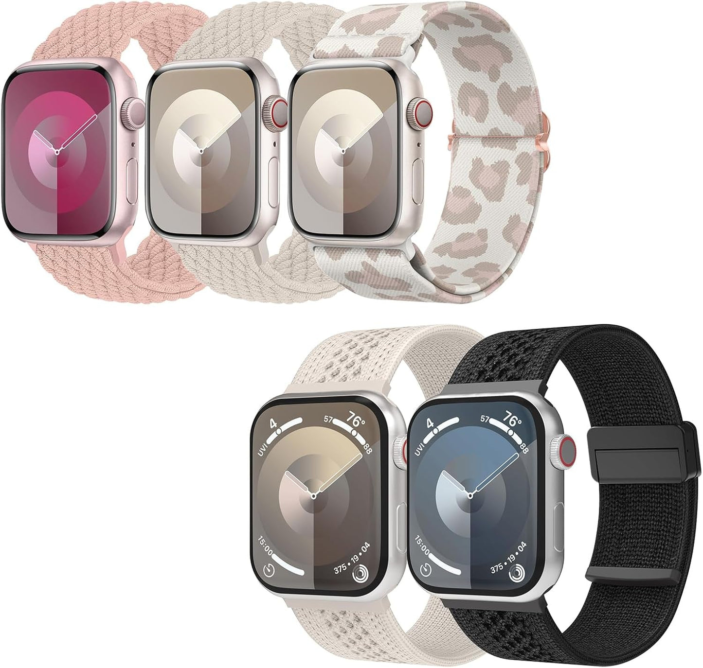 Delidigi Braided Bands Compatible for Apple Watch Band Women 38Mm 40Mm 41Mm,2024 Newest Design Nylon Adjustable Solo Loop Strap for Iwatch Series 9 8 7 6 SE 5 4 3 2 1