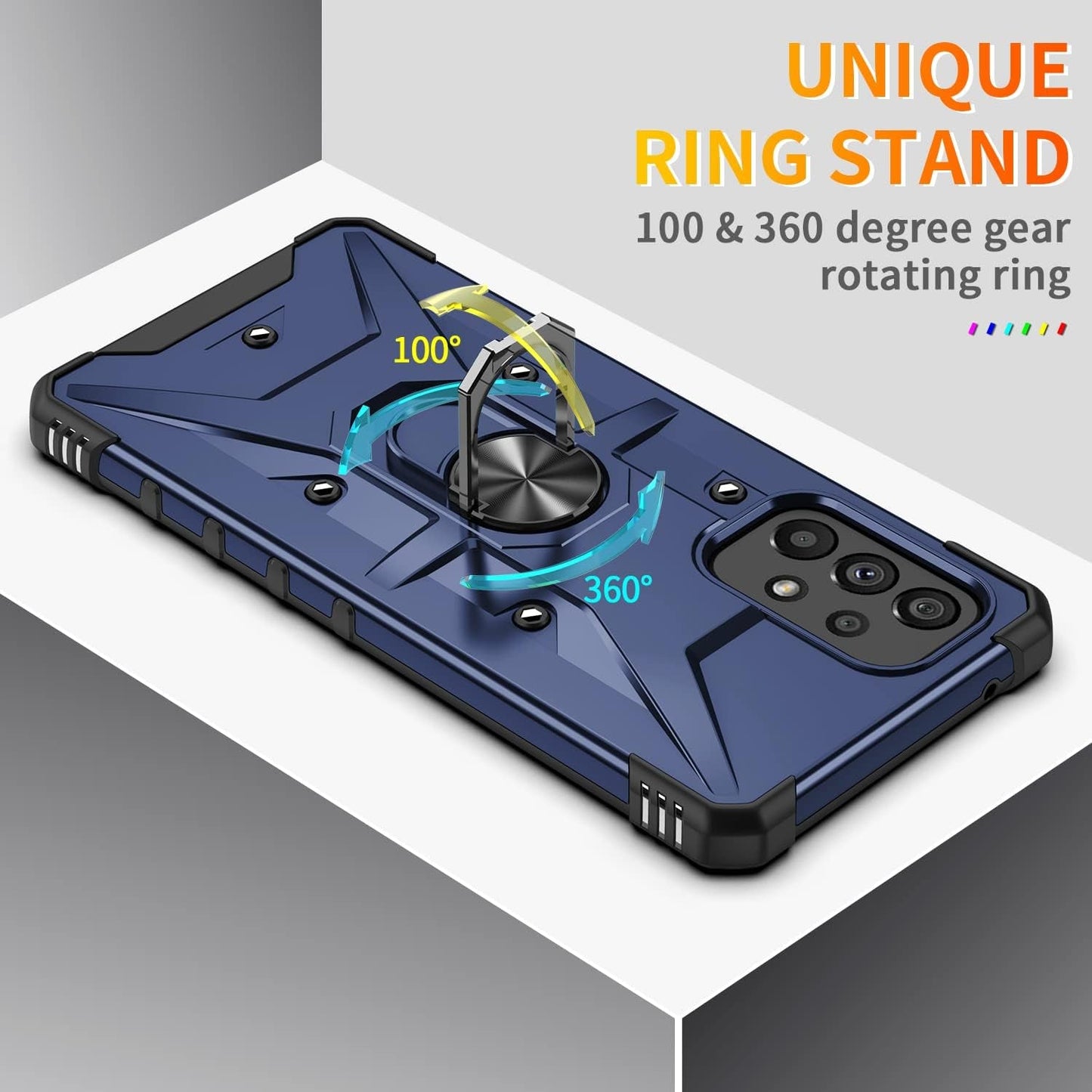 For Galaxy A53 5G Case, Samsung A53 5G Case with Tempered Glass Screen Protector, Military Grade Double Shockproof with Kickstand Protective Case for Samsung Galaxy A53 5G (Blue)