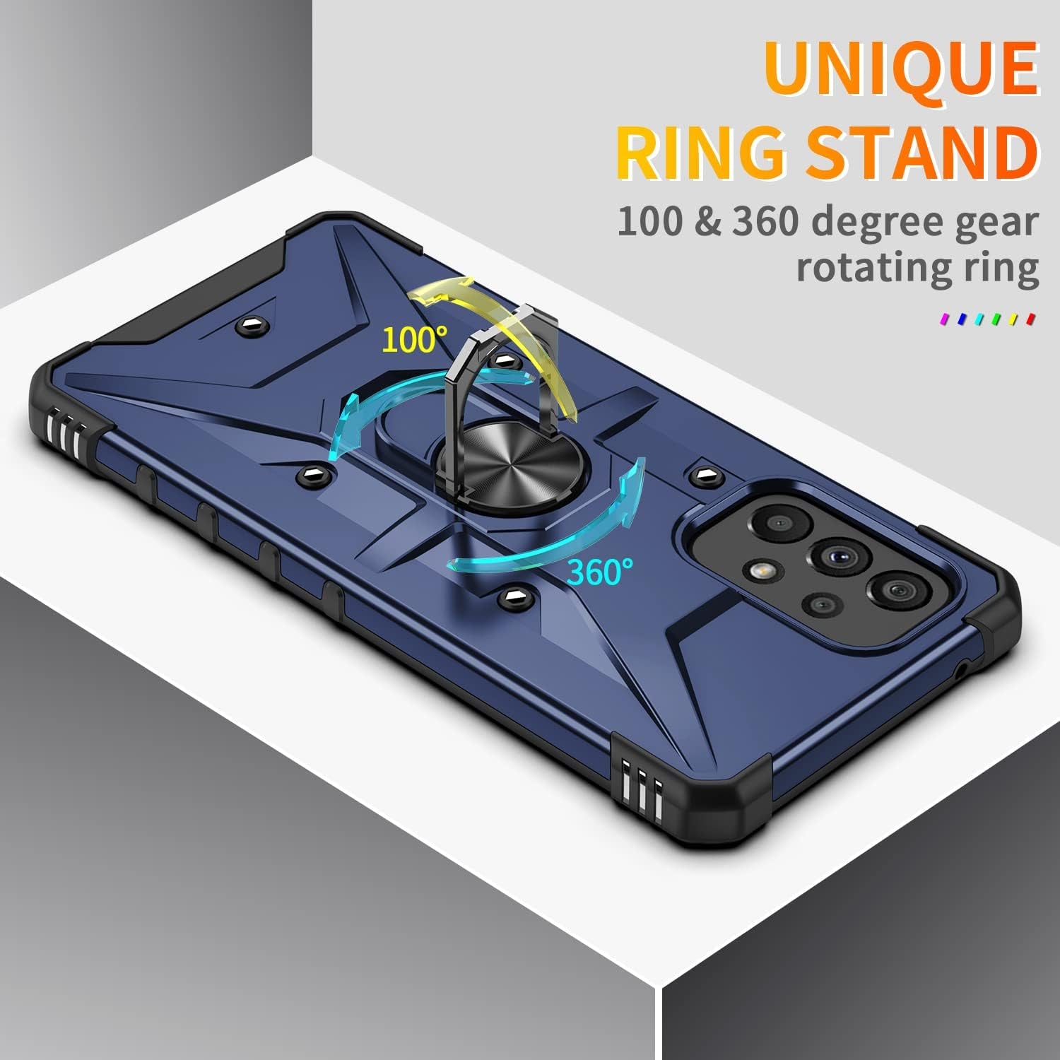 For Galaxy A53 5G Case, Samsung A53 5G Case with Tempered Glass Screen Protector, Military Grade Double Shockproof with Kickstand Protective Case for Samsung Galaxy A53 5G (Blue)