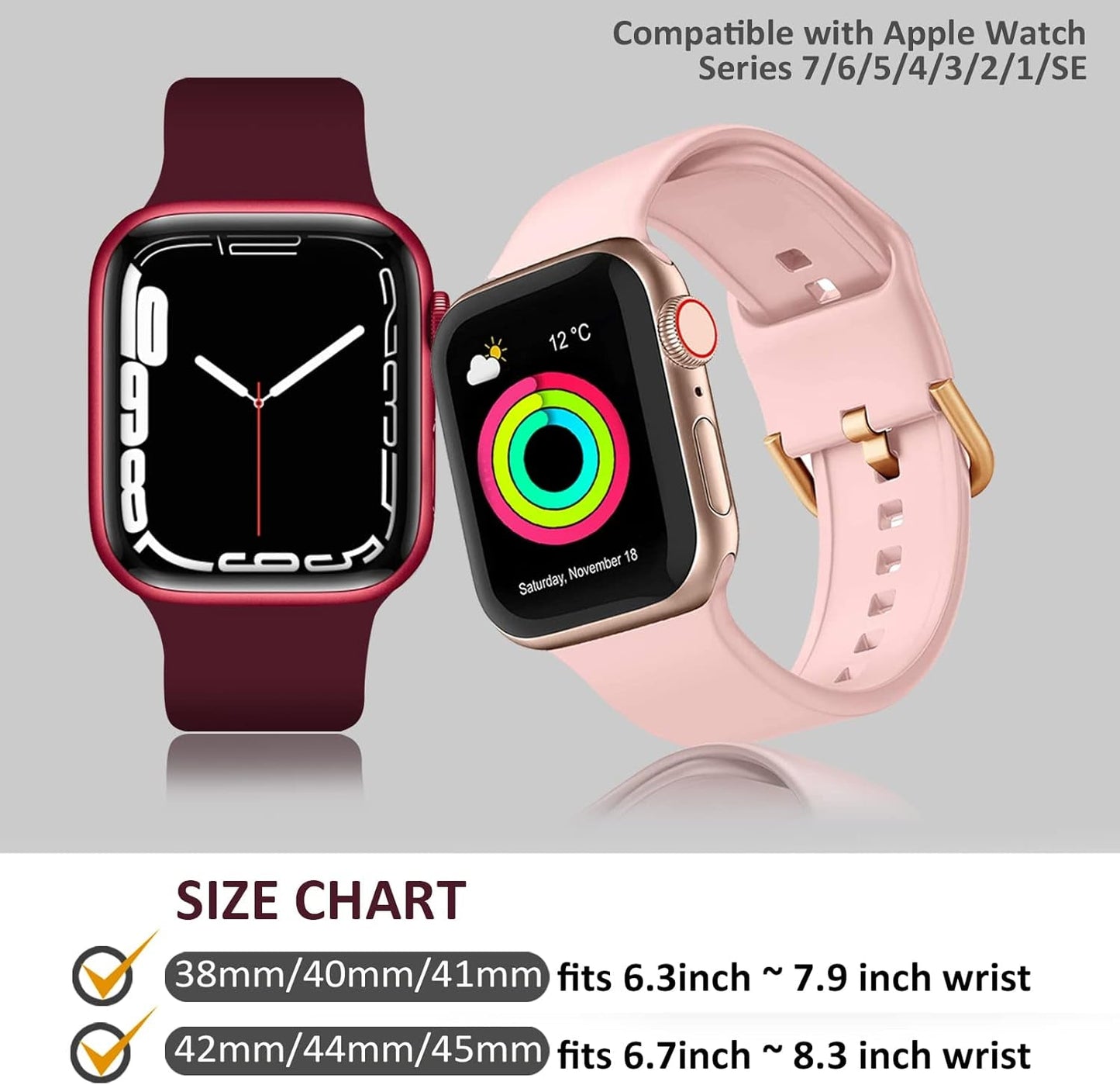 14Pack Compatible with Apple Watch Band 38Mm 40Mm 41Mm 42Mm 44Mm 45Mm 49Mm, Soft Silicone Sport Replacement Strap for Iwatch Series Ultra 9 8 7 6 5 4 3 2 1 SE, Women Men