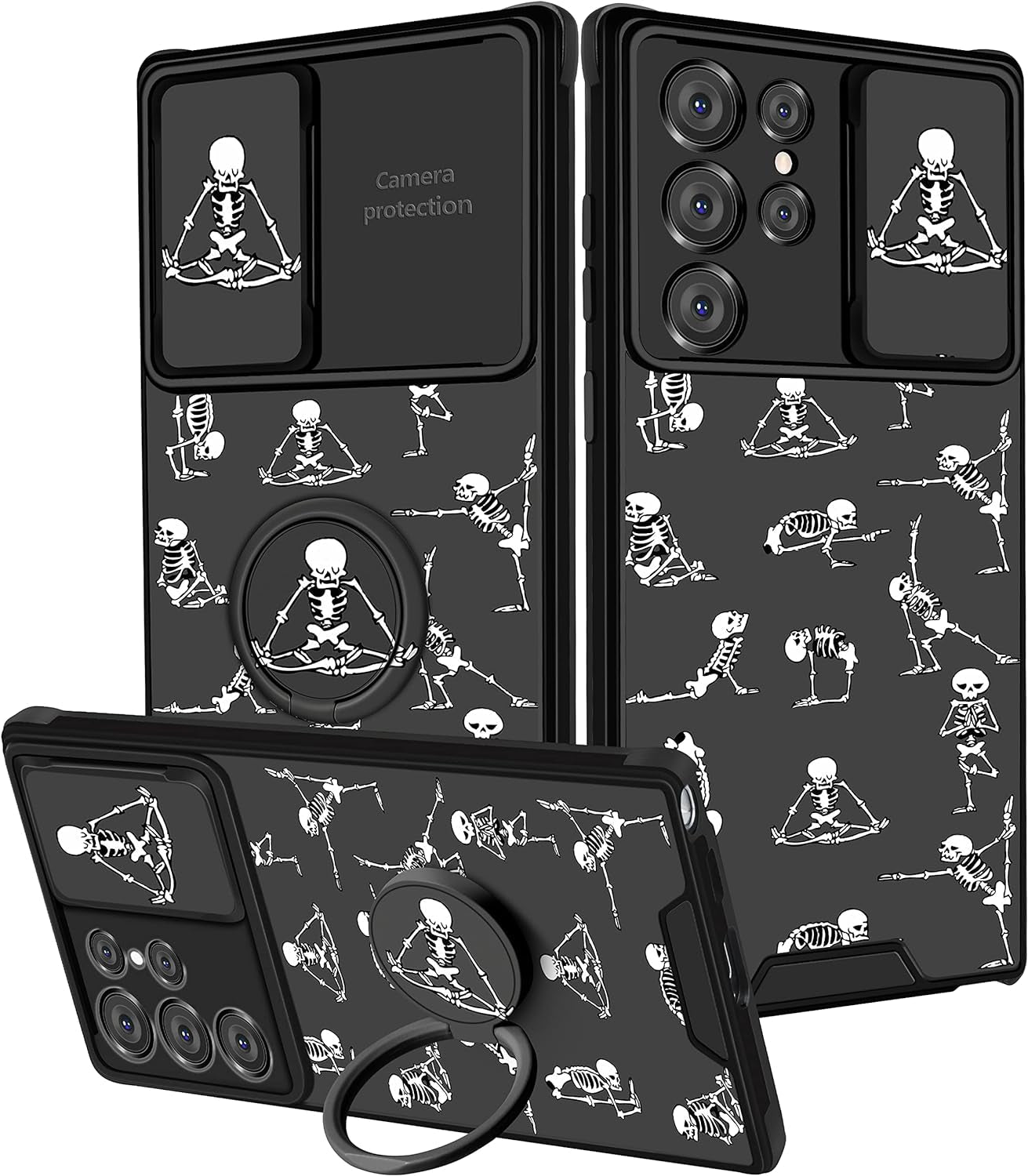 Goocrux (2In1 for Samsung Galaxy S22 Ultra Case Flower Floral for Women Girls Girly Pretty Cute Phone Cover with Slide Camera Cover+Ring Holder Fashion Pattern Unique Design Cases for S22 Ultra 6.8''