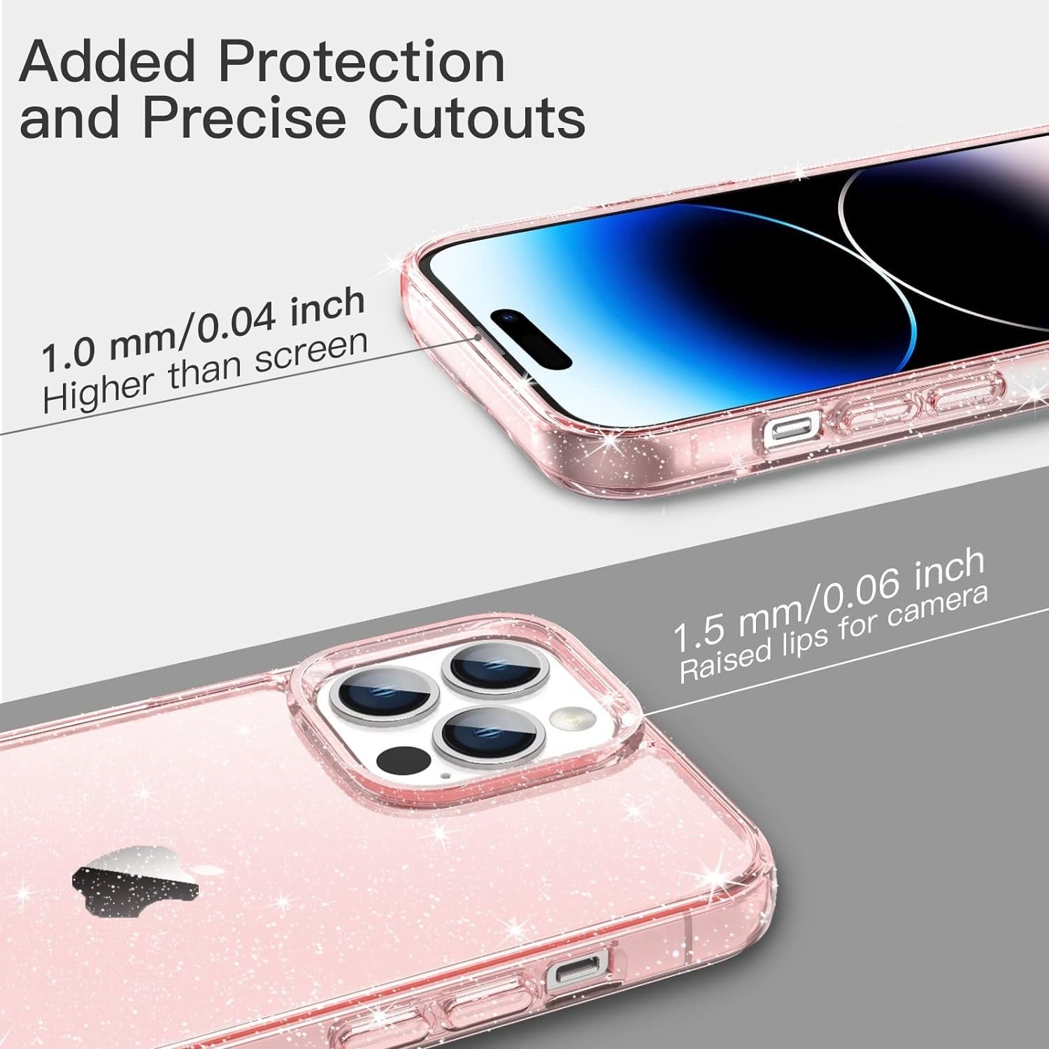 Jetech Glitter Case for Iphone 14 Pro Max 6.7-Inch, Bling Sparkle Shockproof Phone Bumper Cover, Cute Sparkly for Women and Girls (Pink)  JETech   