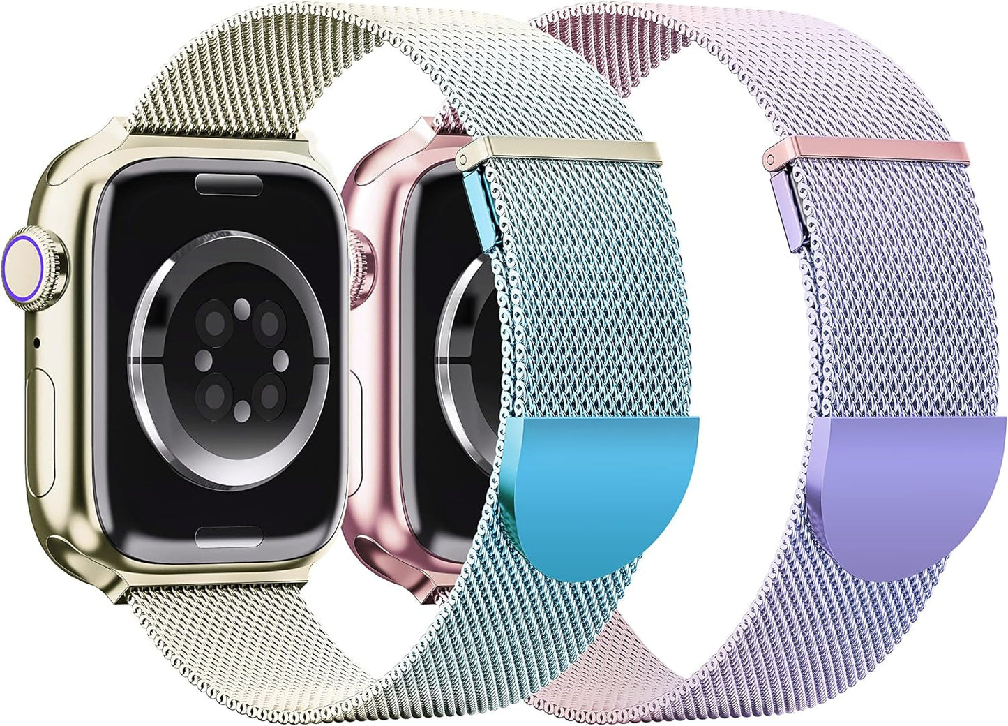 2 Pack Metal Magnetic Band Compatible with Apple Watch Bands 38Mm 40Mm 41Mm 42Mm 44Mm 45Mm 49Mm Women Men,Milanese Loop Stainless Steel Mesh Adjustable Strap for Iwatch Series 9 8 7 6 5 4 3 2 SE Ultra
