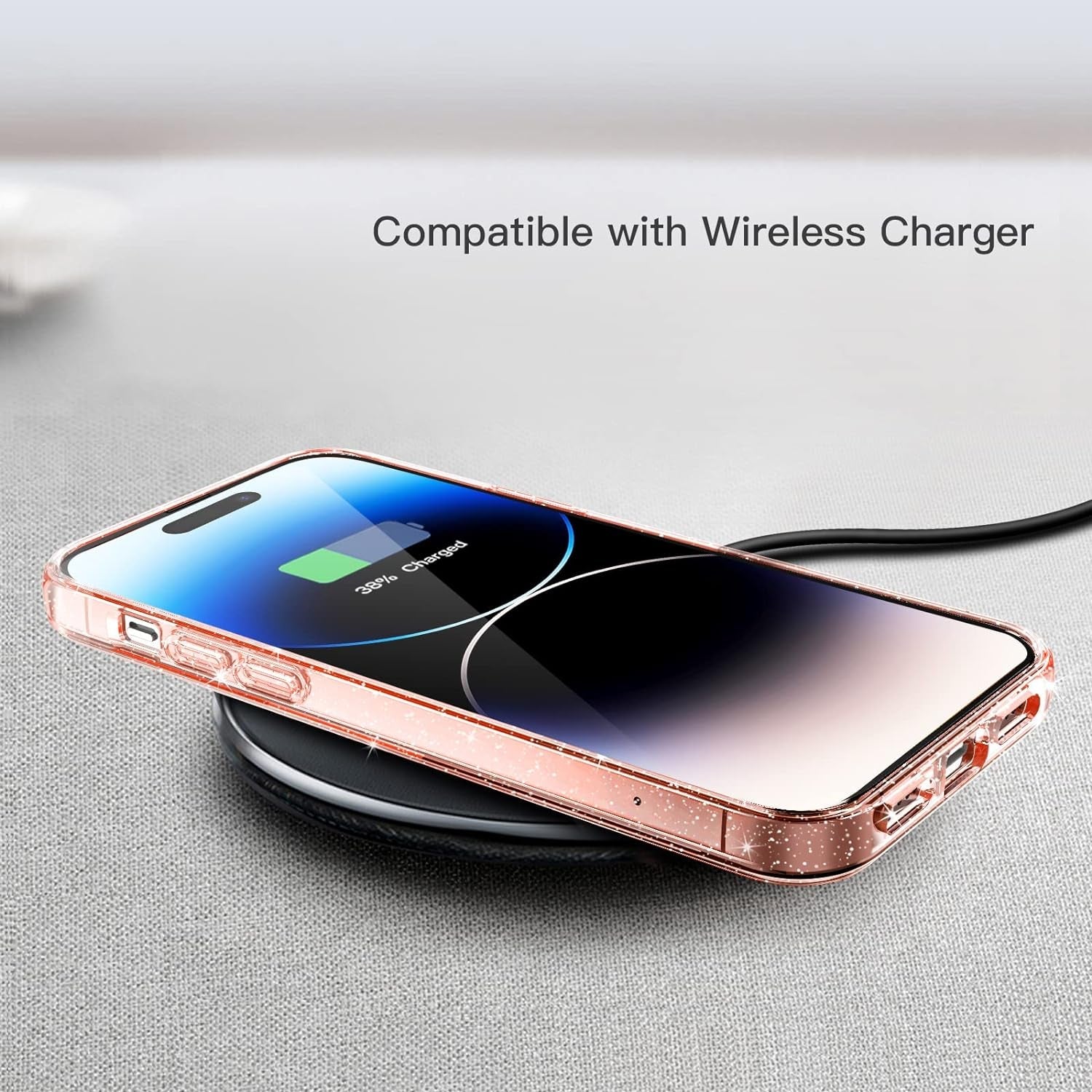 Jetech Glitter Case for Iphone 14 Pro 6.1-Inch, Bling Sparkle Shockproof Phone Bumper Cover, Cute Sparkly for Women and Girls (Rose Gold)  JETech   