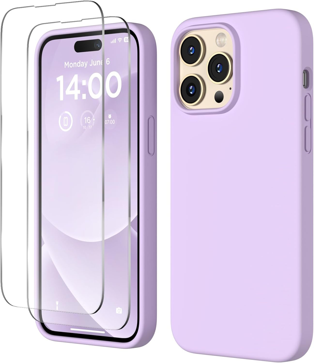 COFFKER Designed for Iphone 14 Pro Max Case, Liquid Silicone Case [2X Screen Protectors], Shockproof Slim Thin Protective Phone Case with Soft Anti-Scratch Microfiber Lining, 6.7 Inch, Calke Green  COFFKER   