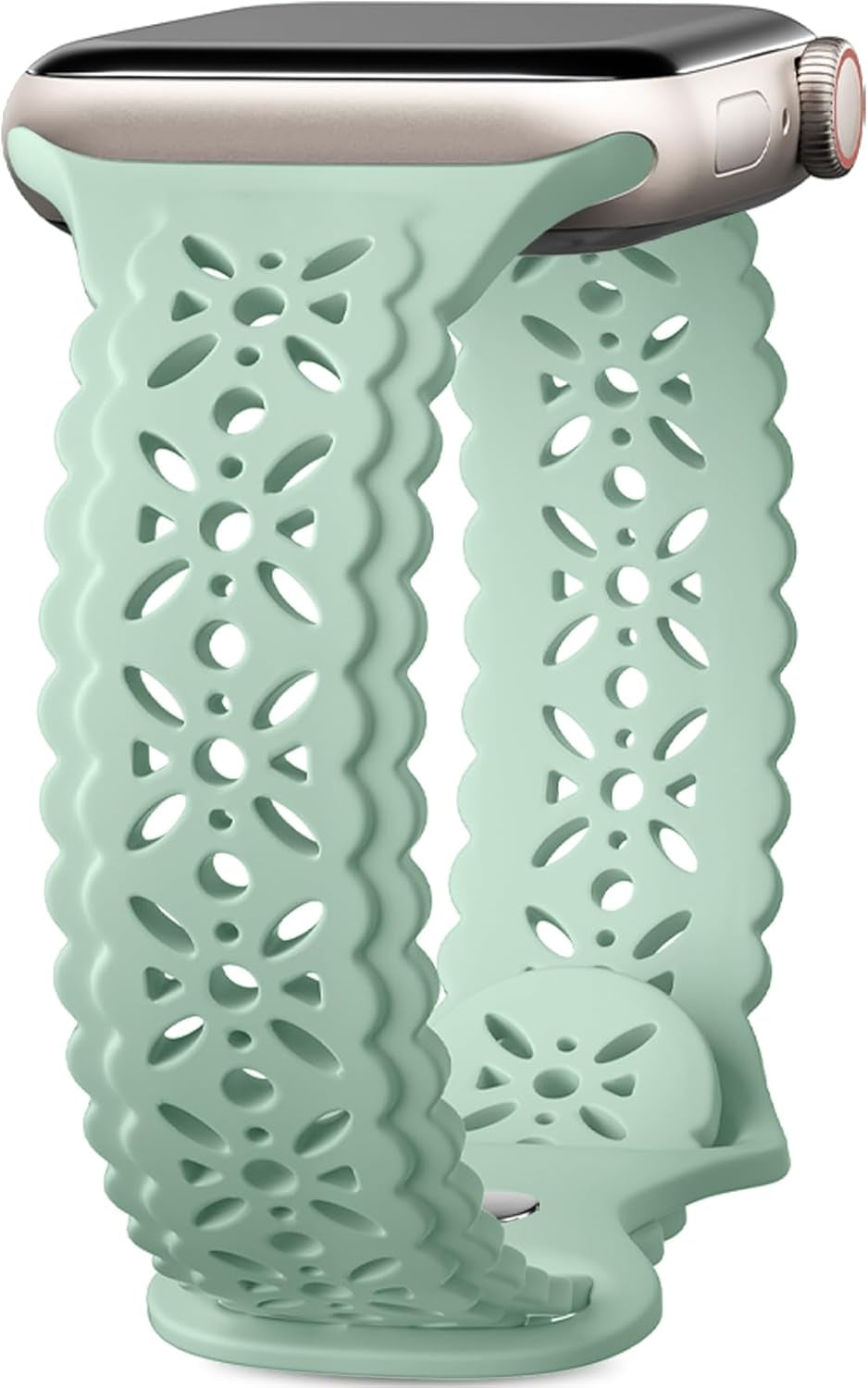 Getino Lace Silicone Band Compatible with Apple Watch Bands for Women 40Mm 41Mm 38Mm 44Mm 45Mm 42Mm 49Mm, Breathable Hollow-Out Sport Strap Slim Thin Bands for Iwatch SE Series 9 8 7 6 5 4 3 2 1 Ultra