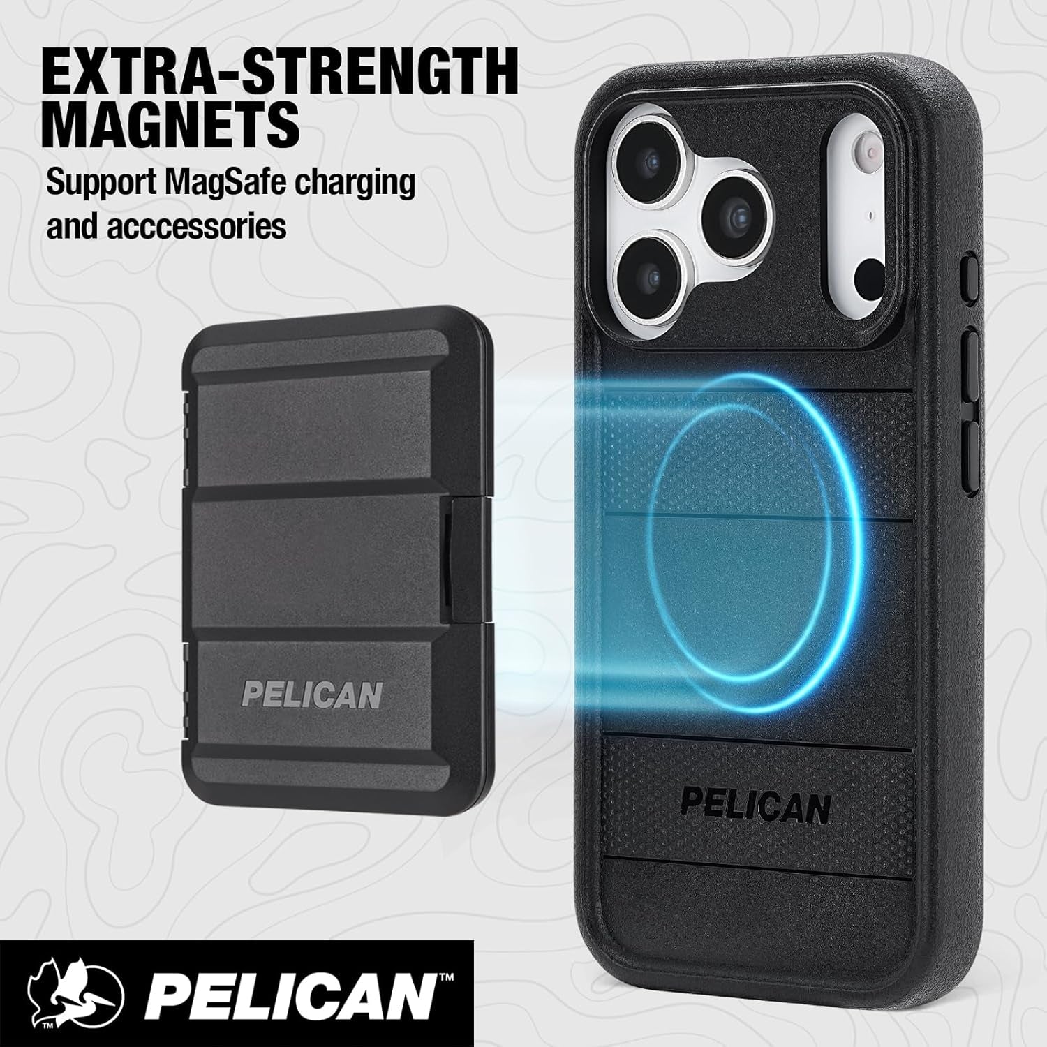 Pelican Protector Iphone 17 Pro Case [Compatible with Magsafe] Rugged Magnetic Phone Case with 16Ft Military-Grade Drop Protection - Heavy Duty Phone Cover for Iphone 17 Pro - Black