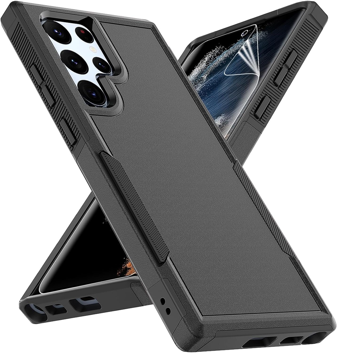 For Samsung Galaxy S22 Ultra Case: Dual Layer Protective Heavy Duty Cell Phone Cover Shockproof Rugged with Screen Protector - Military Protection Bumper Tough - Samsung Galaxy S22 Ultra 5G, Purple