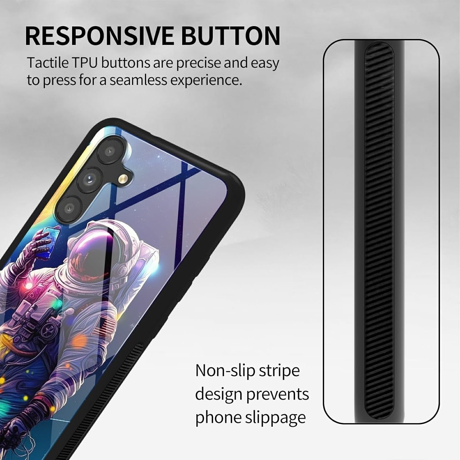 Case for Samsung Galaxy A14 5G,Galaxy A14 5G Case,Tempered Glass Back Cover Soft TPU Bumper Fashion Men Women Phone Case Shockproof Protective Cover for Samsung A14 5G,Astronaut