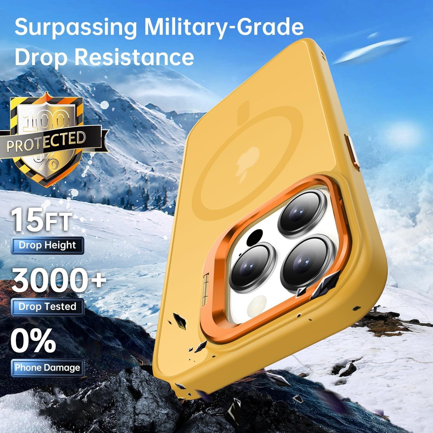 Goodon Magnetic for Iphone 14 Pro Max Case with Screen Protector, [Compatible with Magsafe] [ Built-In Metal Kickstand] Military-Grade Protection Shockproof Matte 6.7" Phone Case - Yellow  Goodon   