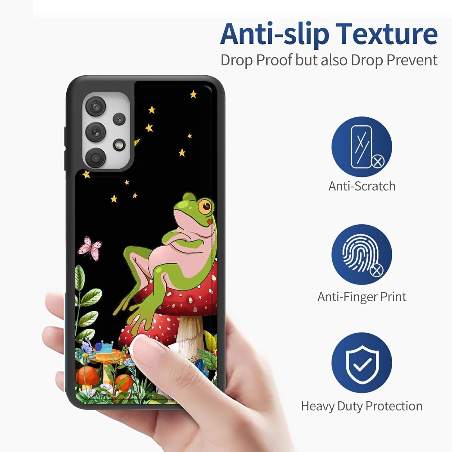 Case for Samsung 53 5G 6.5" Wallet Phone, Credit Card Holder Slots Cover & Hard PC Shockproof Soft Silicone Dual Layer Protection Flip Case for Samsung Galaxy A53 5G 2022, Mushroom Frog