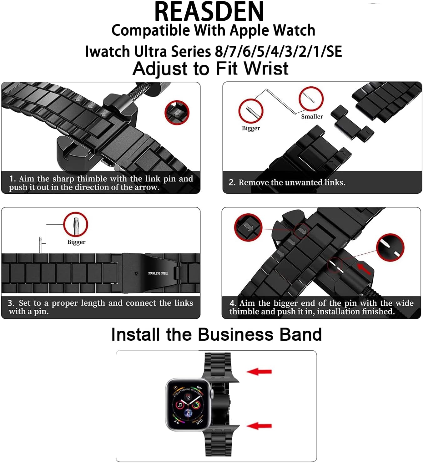 Compatible with Apple Watch Band Case Iwatch Ultra Series 9 8 7 6 5 4 3 2 1 SE 49Mm 45Mm 44Mm 42Mm 41Mm 40Mm 38Mm, Stainless Steel Metal Business Executive Classy Men Women
