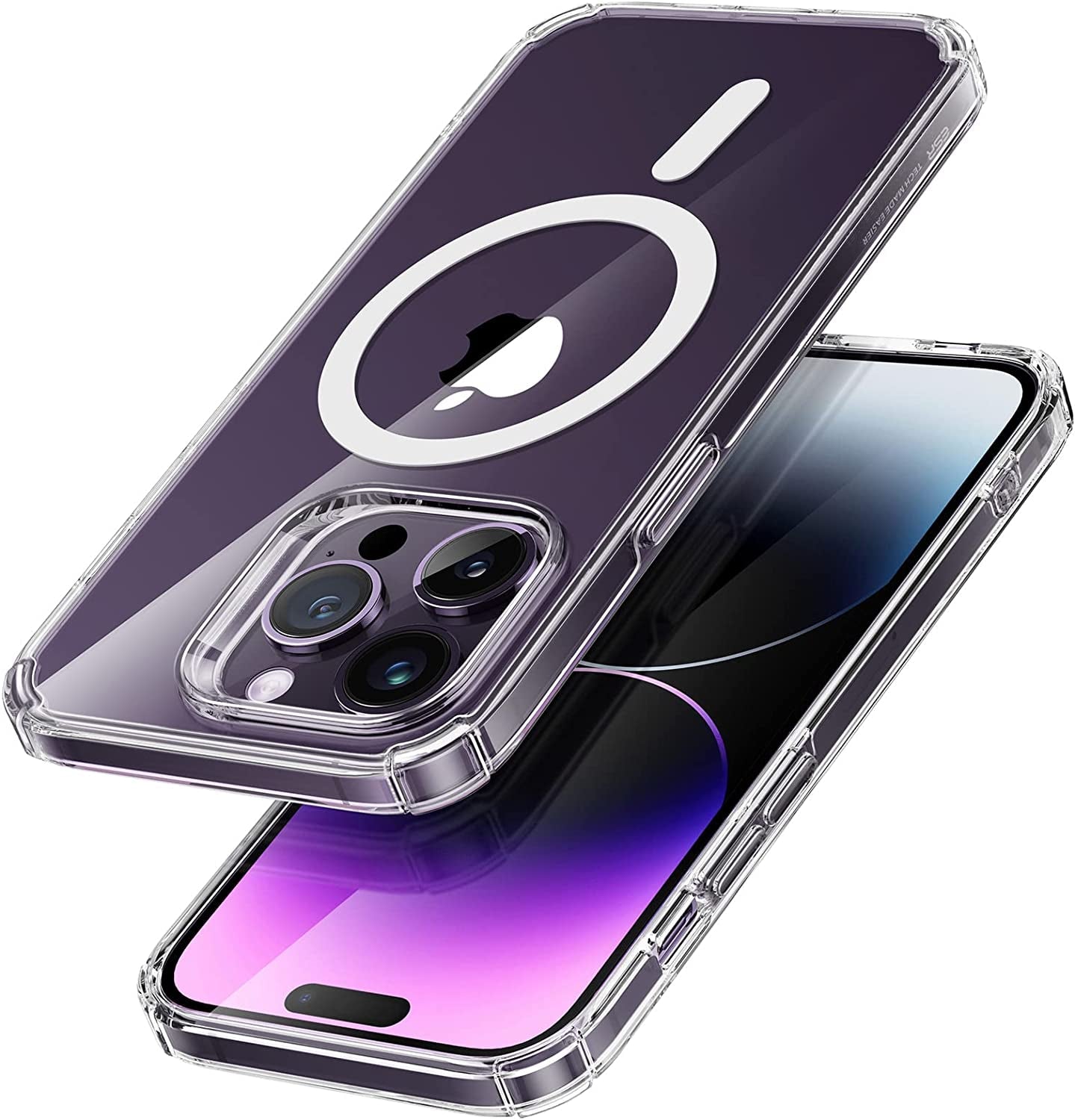 ESR for Iphone 14 Case/Iphone 13 Case, Compatible with Magsafe, Shockproof Military-Grade Protection, Air-Guard Corners, Magnetic Phone Case for Iphone 14/13, Air Armor Magnetic Case (Halolock),Black  Electronic Silk Road Corp Clear-C Iphone 14 Pro Max 