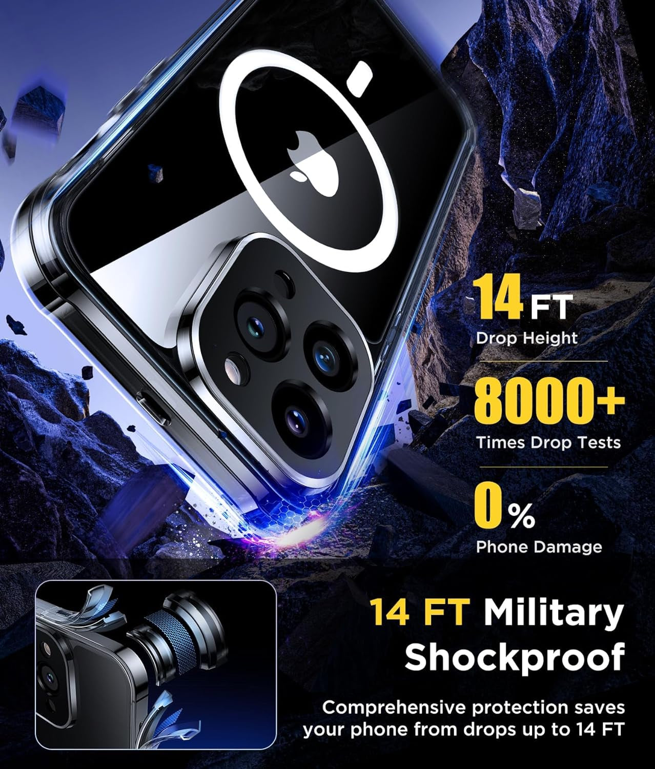 Humixx Magnetic Clear for Iphone 15 Pro Max Case, [Compatible with Magsafe] [Non-Yellowing] Slim Fit yet Protective Anti-Fingerprints Shockproof Bumper with Airbag Cover 6.7 Inch - Crystal Clear  Humixx   