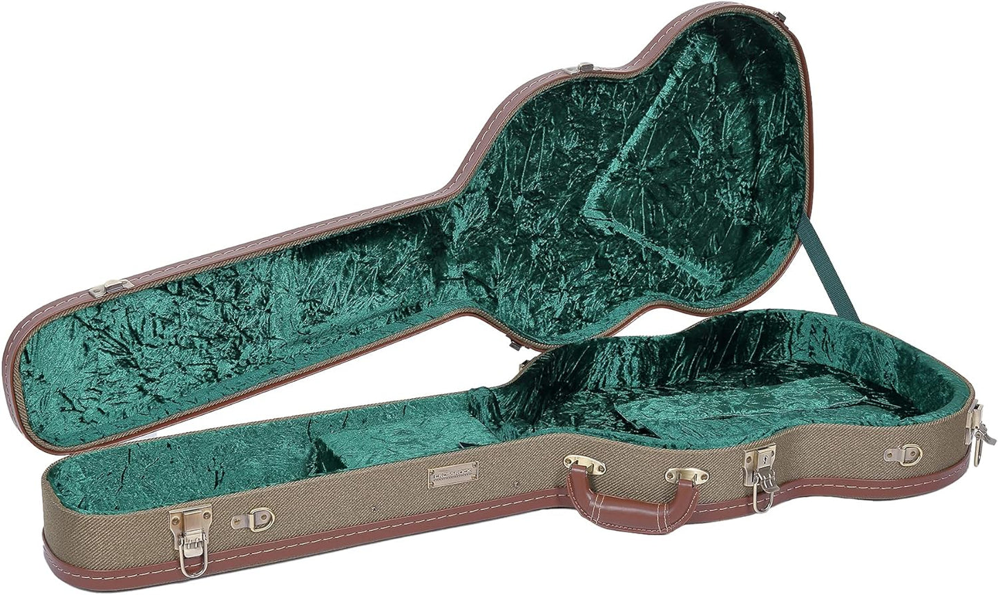 Crossrock Hard-Shell Wood Case for Les Paul Electric Guitars with Removable Shoulder Straps-Tweed(Crw700Ltw)  Crossrock Green Sg Electric 