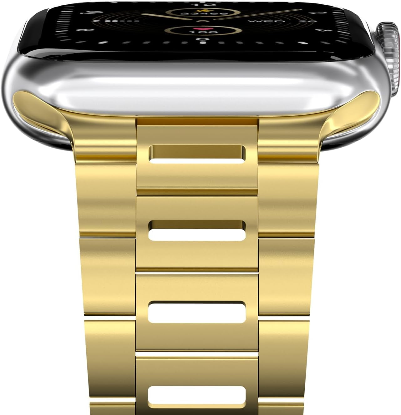 Finestone Metal Band for Apple Watch - Stainless Steel Apple Watch Band Compatible with Apple Watch 41Mm 40Mm 38Mm - Slim Hollow-Out Design Strap for Iwatch Series 9/8/7/6/5/4/3/2/1 SE Women Men Gold